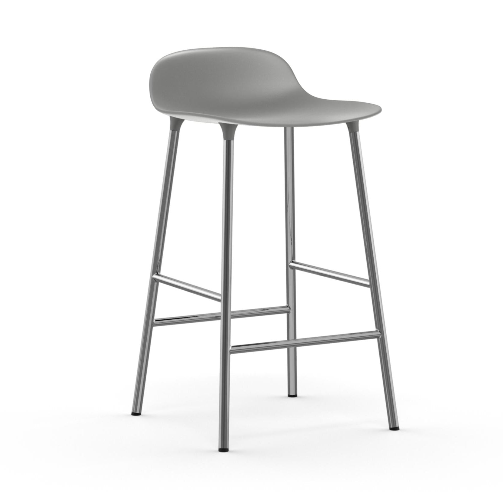 Hocker FORM grijs met verchroomde basis