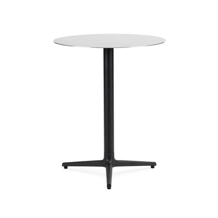 Cafe Table Round Allez Steel Top mit einer schwarzen Basis