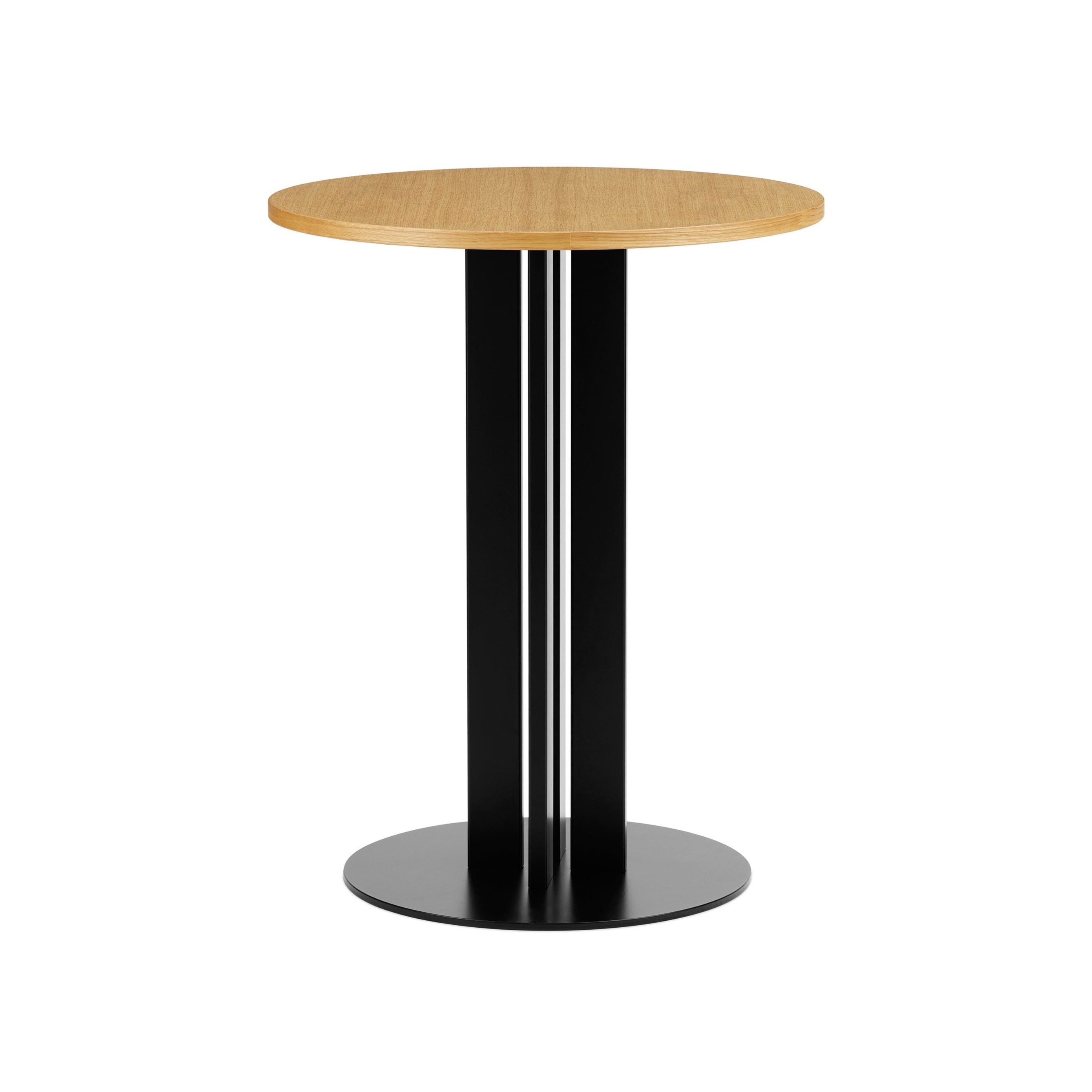 Runde Cafétisch Scala furniert mit einer schwarzen Basis