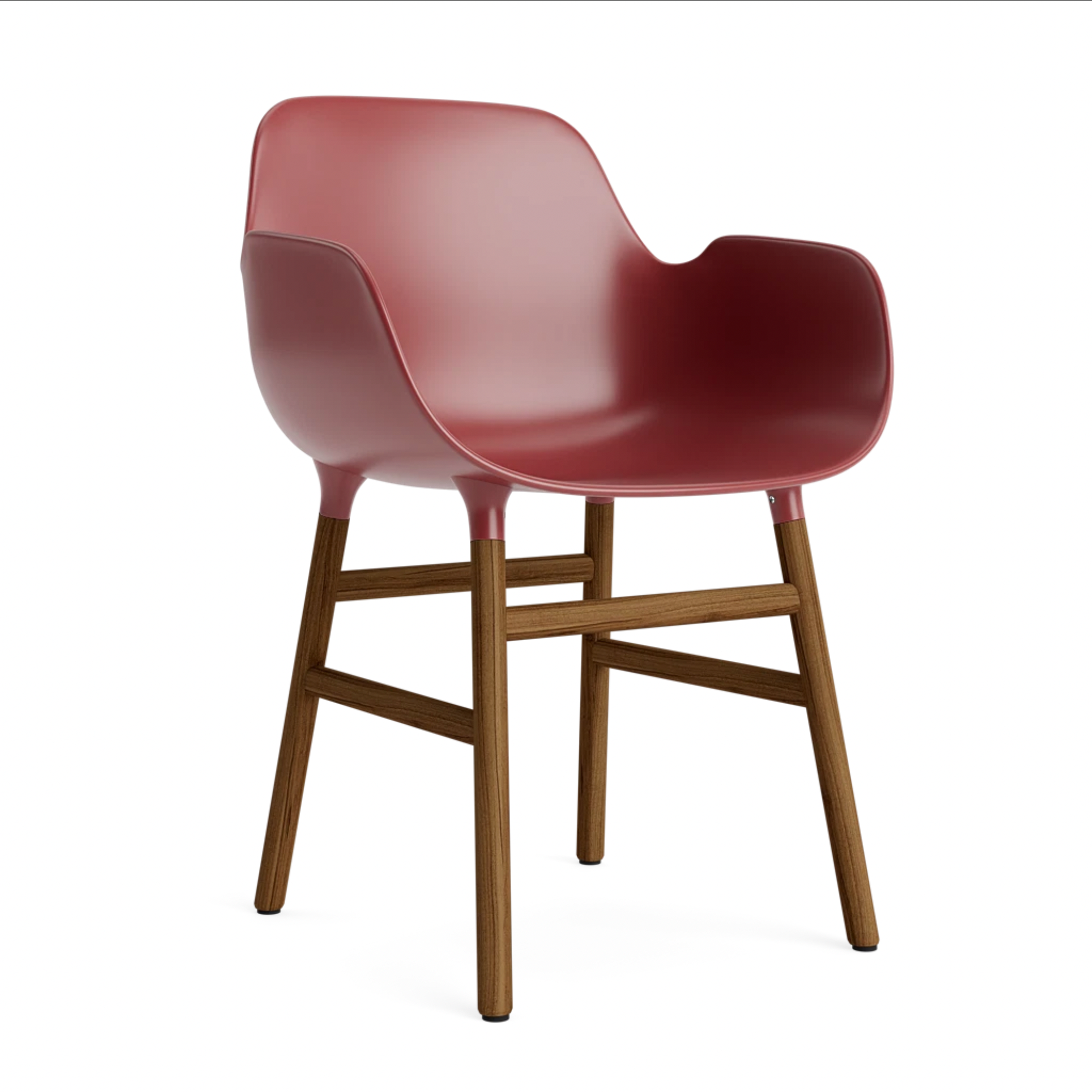 Chair with armrests of burgundy forms with a nut base