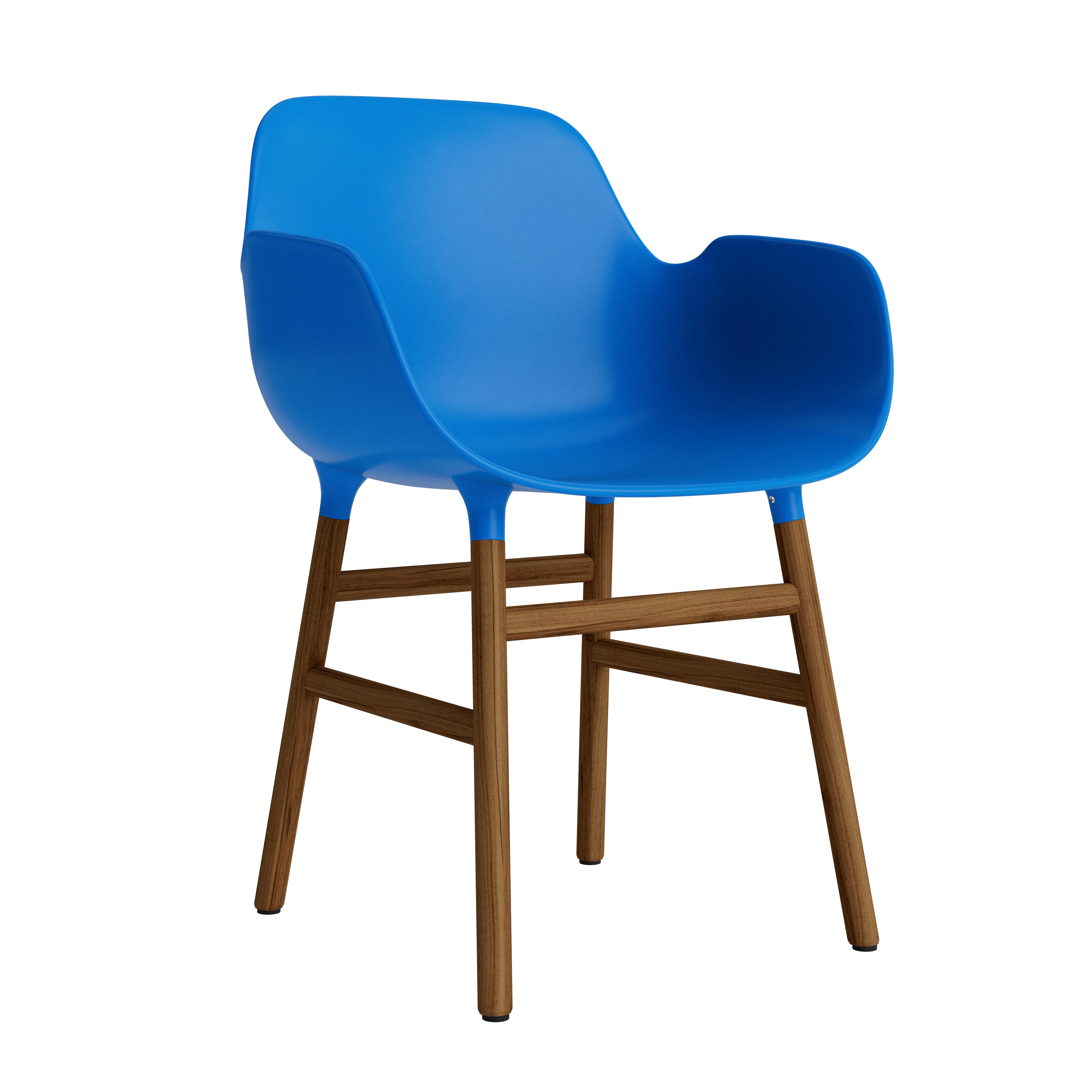 Krzesło z podłokietnikami FORM niebieski z orzechową podstawą – Normann Copenhagen