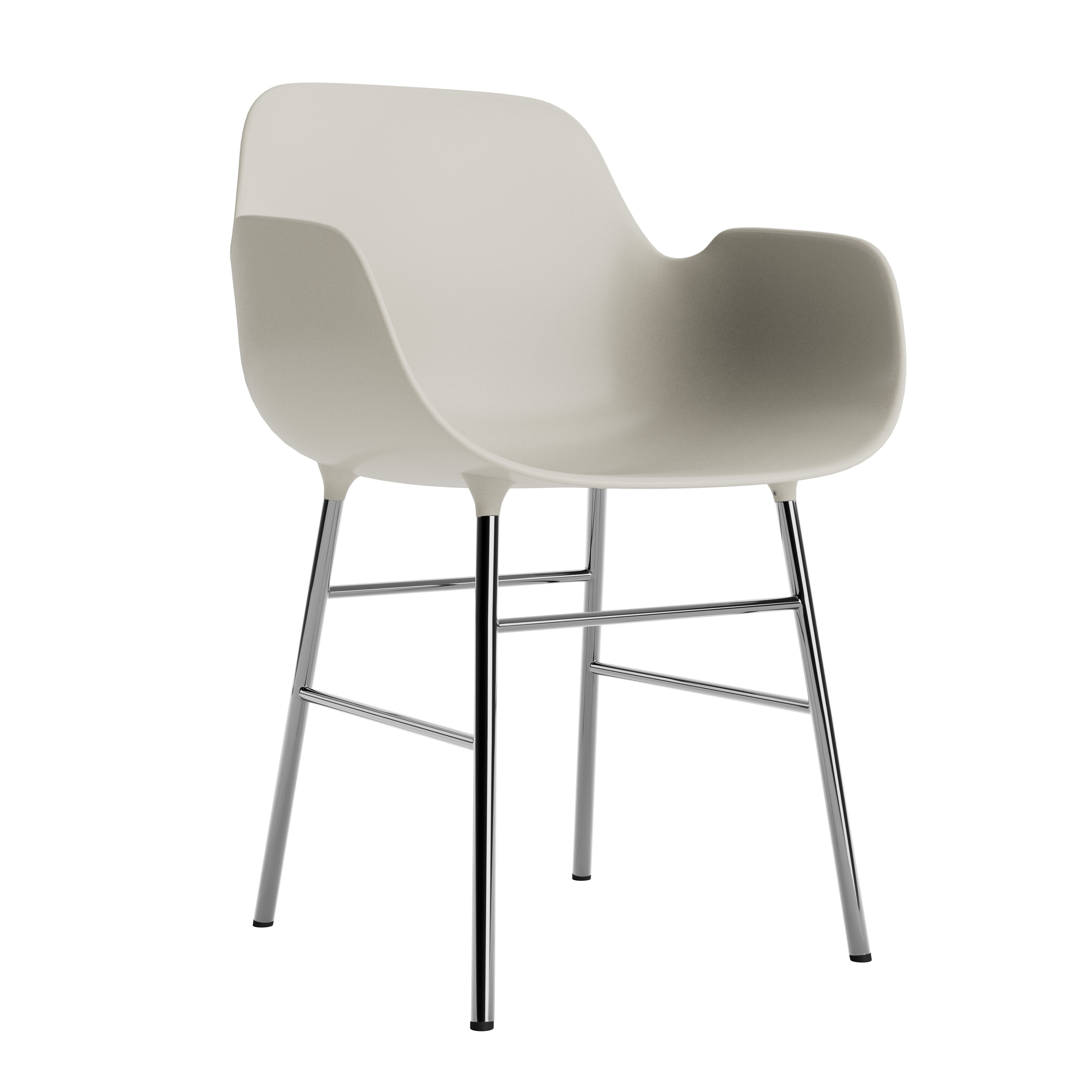 Krzesło z podłokietnikami FORM jasny szary z chromowaną podstawą – Normann Copenhagen