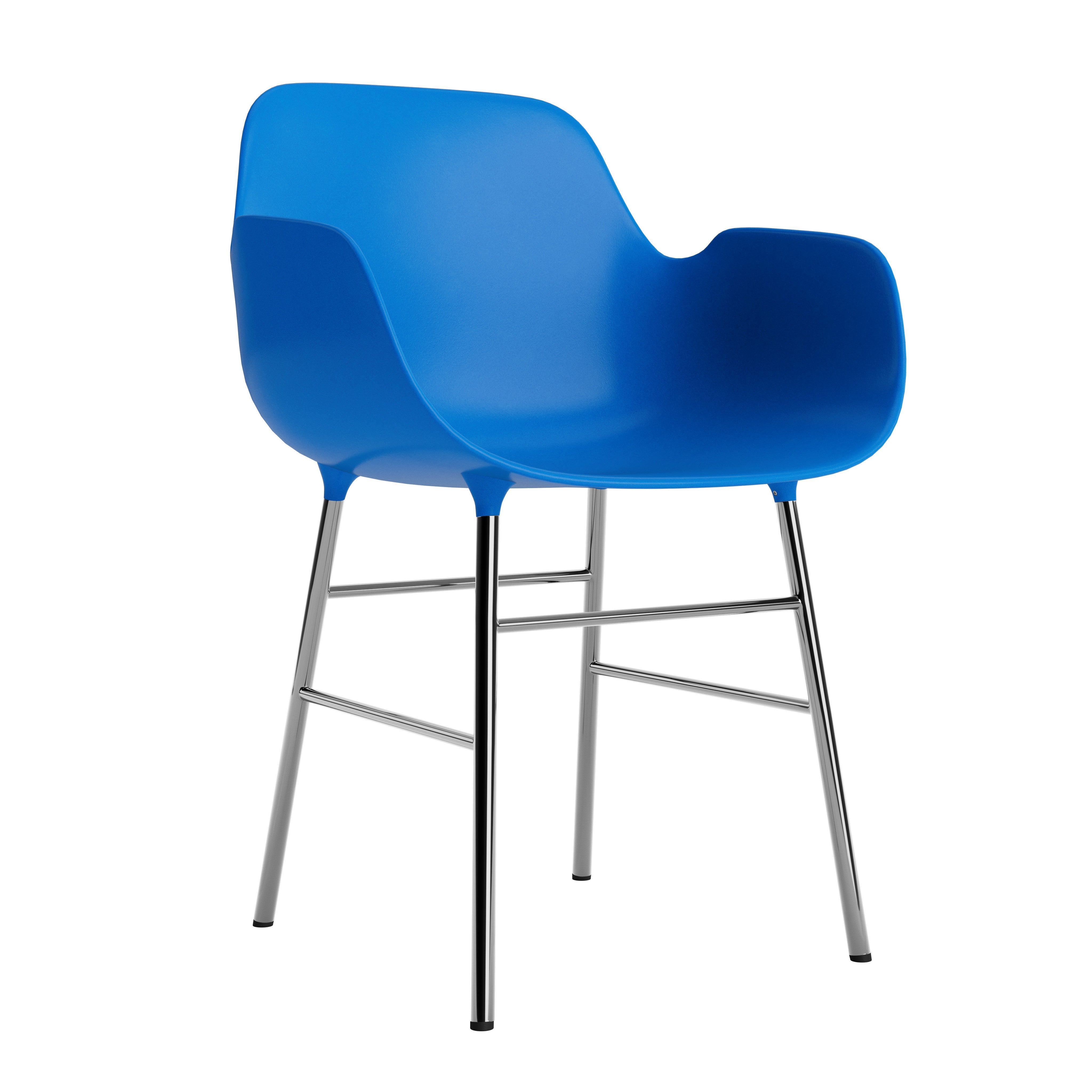 Krzesło z podłokietnikami FORM niebieski z chromowaną podstawą – Normann Copenhagen