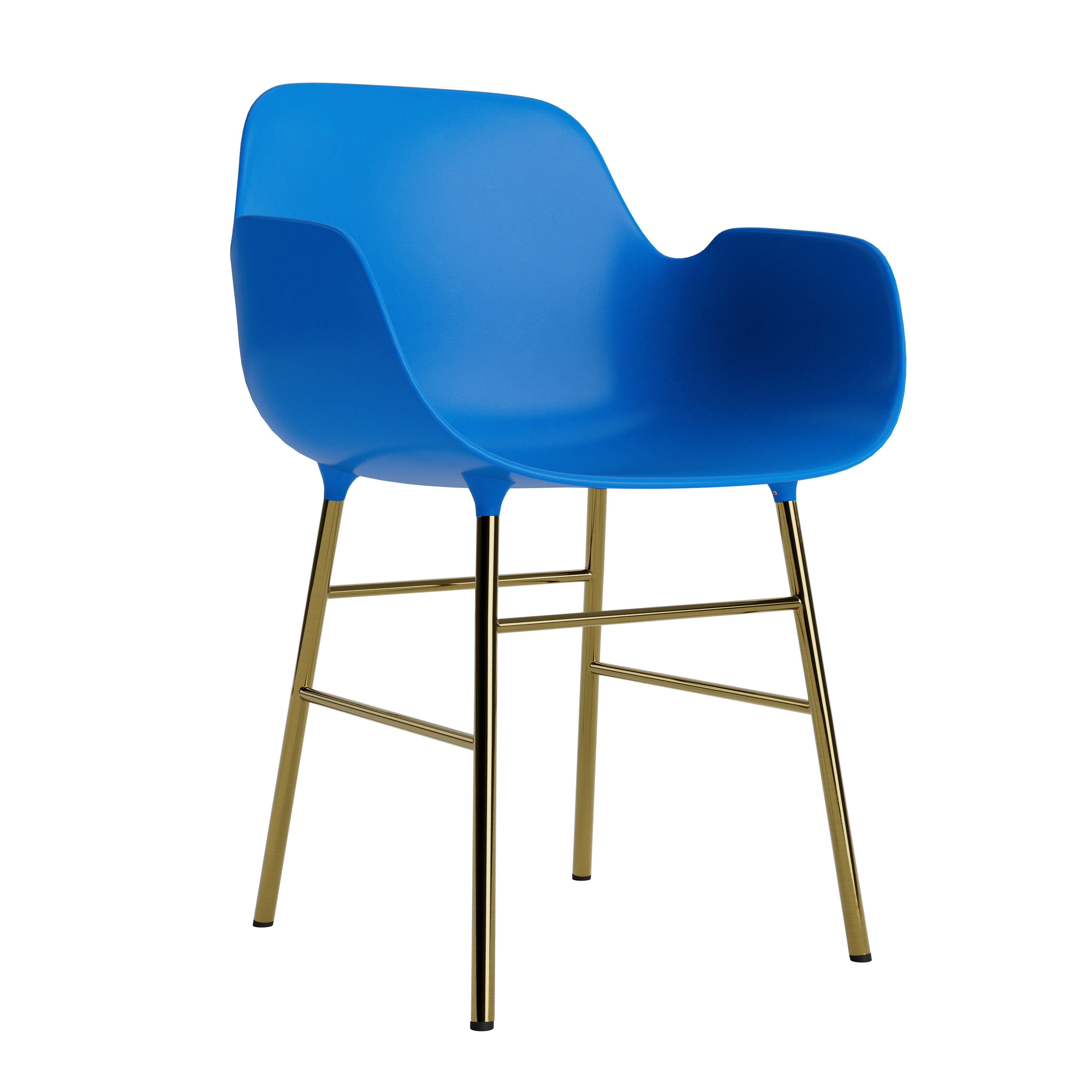 Stoel met armleuningen FORM blauw met gouden basis