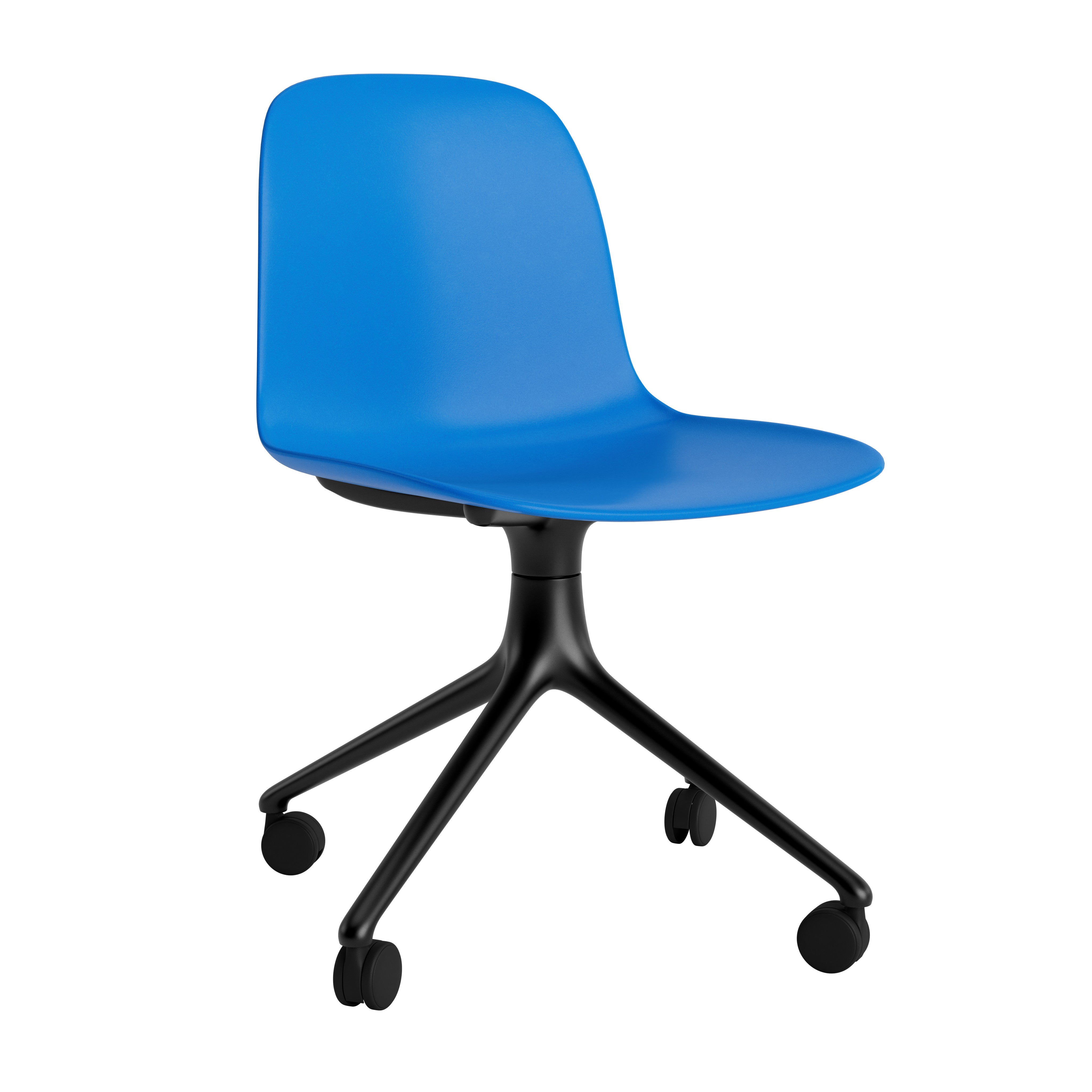 Bureau stoel FORM 4W blauw met zwarte basis op wielen