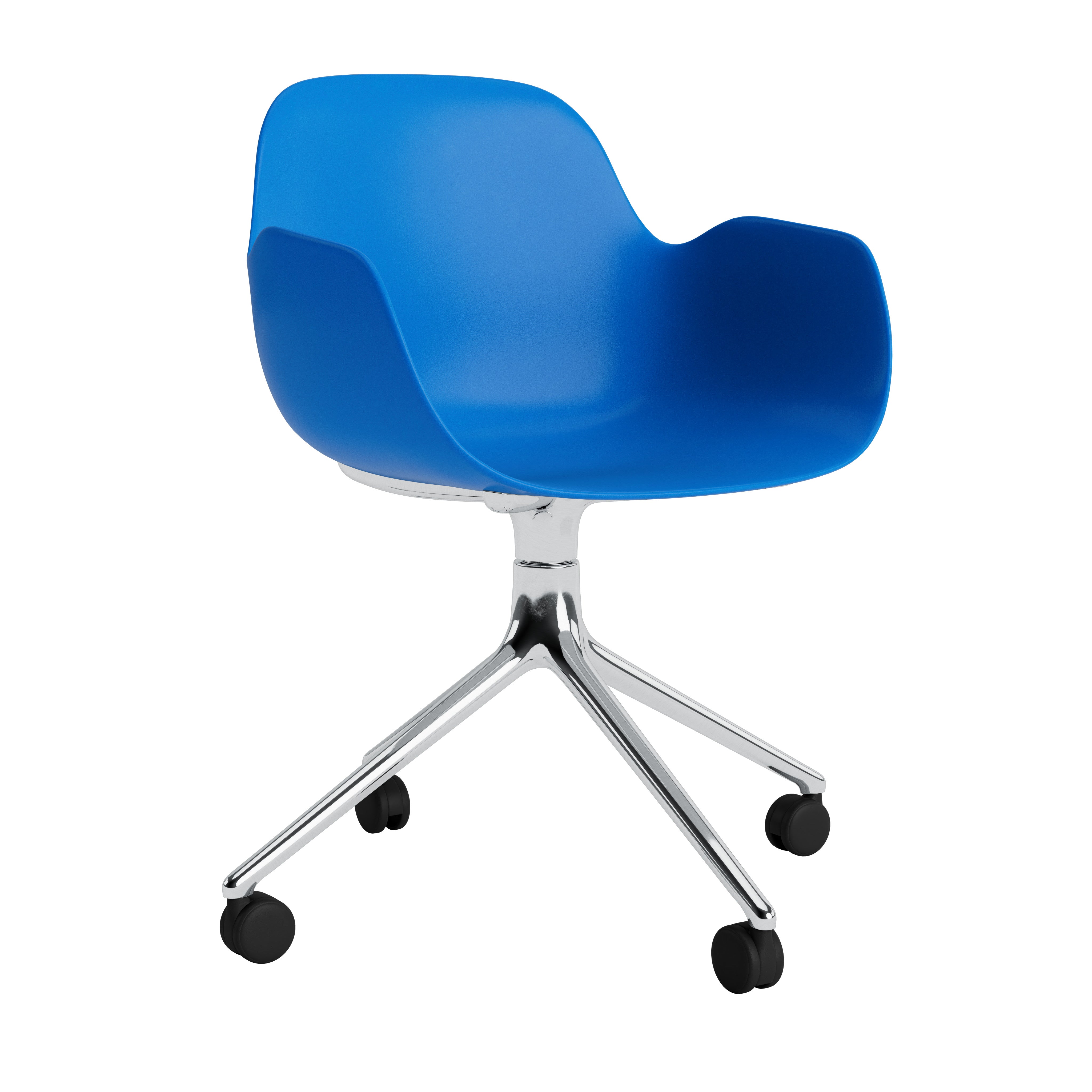 Bureau stoel met armleuningen FORM 4W blauw met aluminium basis