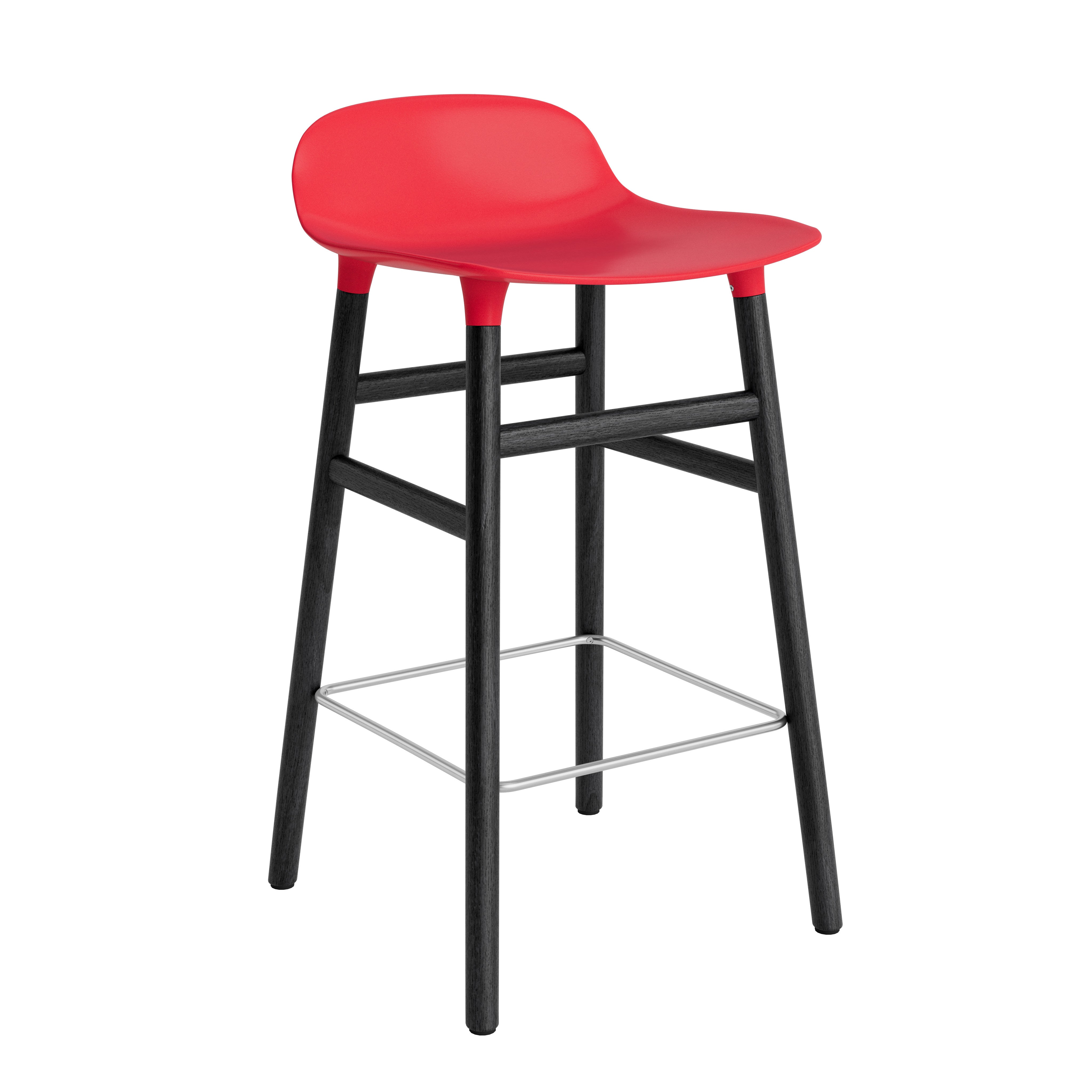Hocker FORM rood met zwarte eiken basis