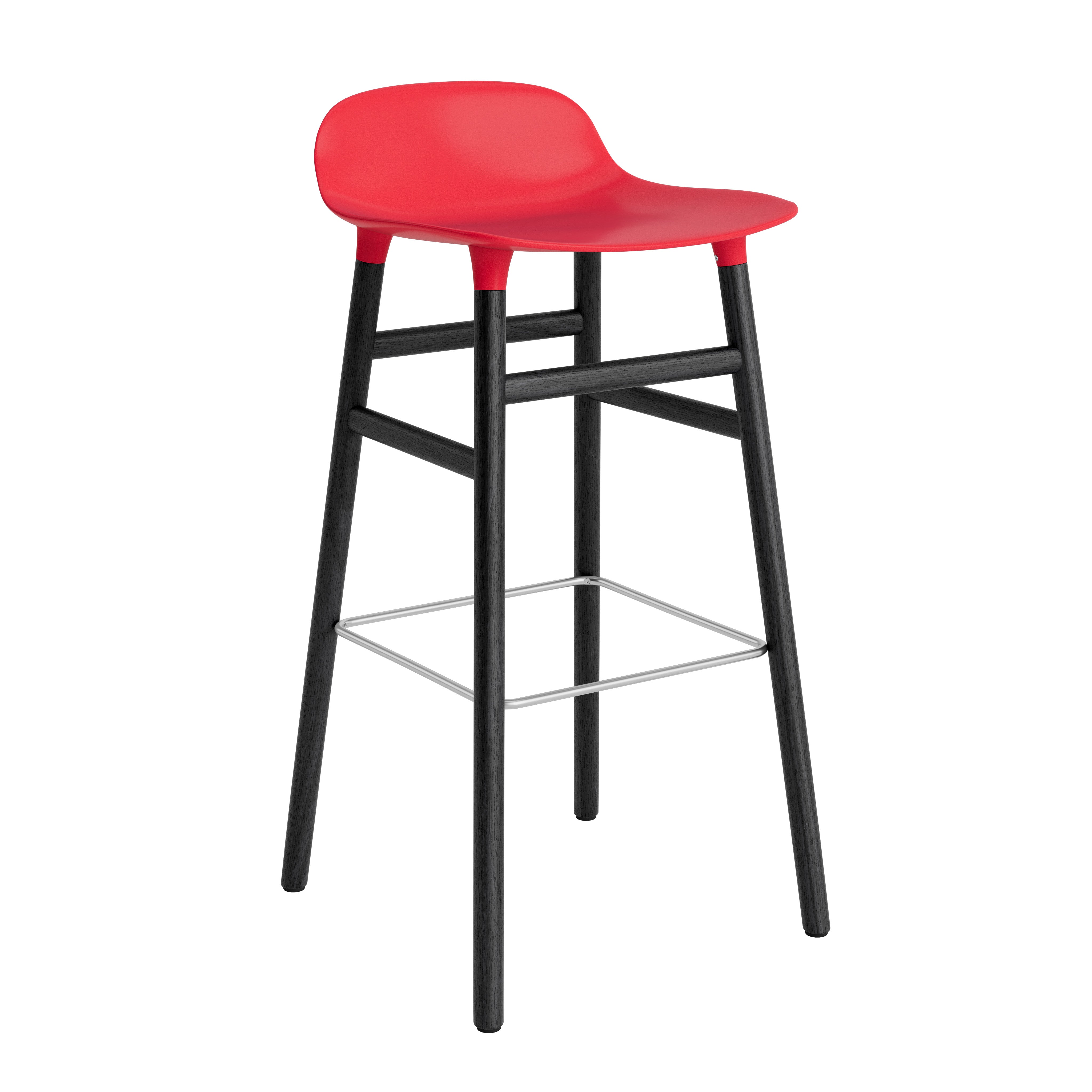 Hocker FORM rood met zwarte eiken basis