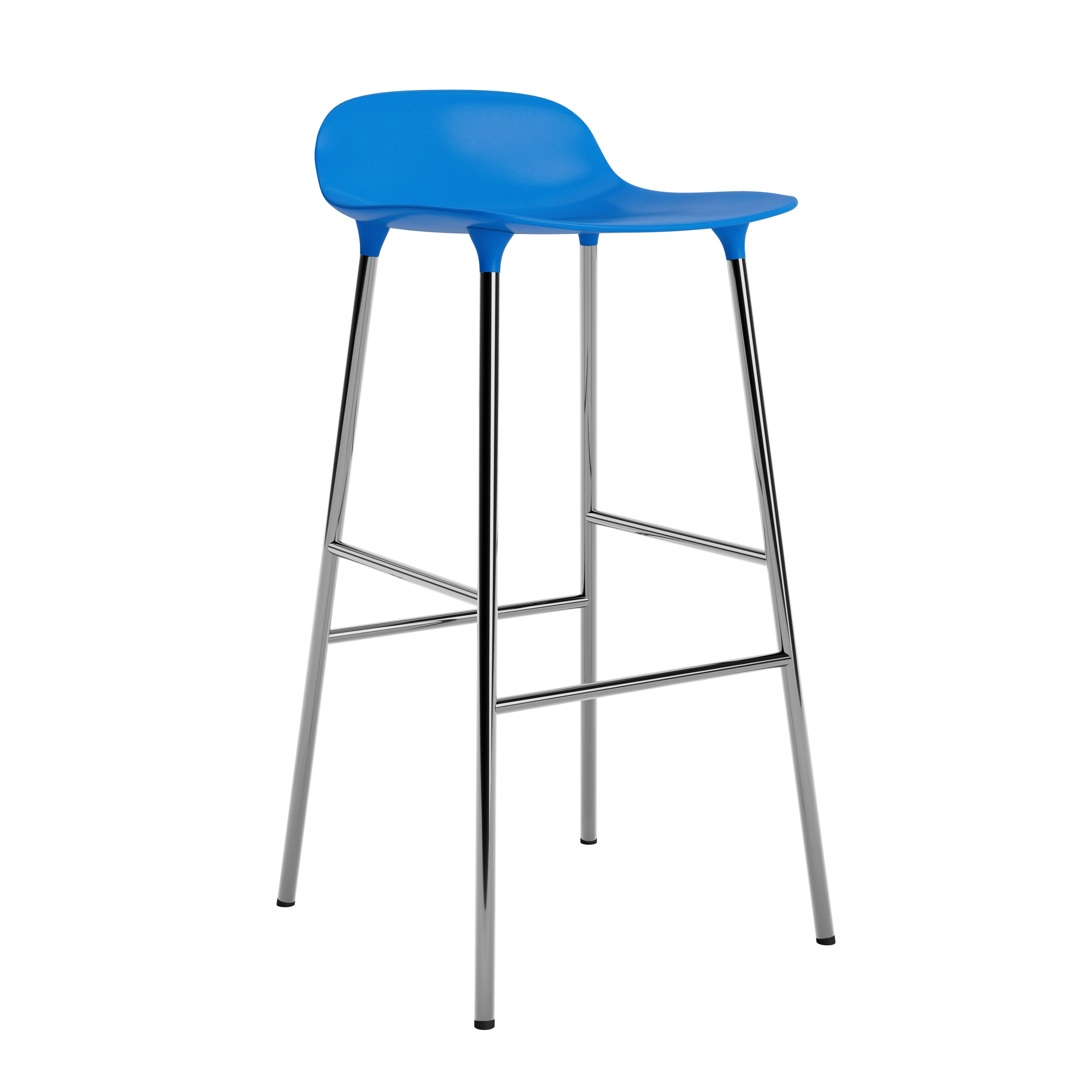 Hoker FORM niebieski z chromowaną podstawą, marka Normann Copenhagen
