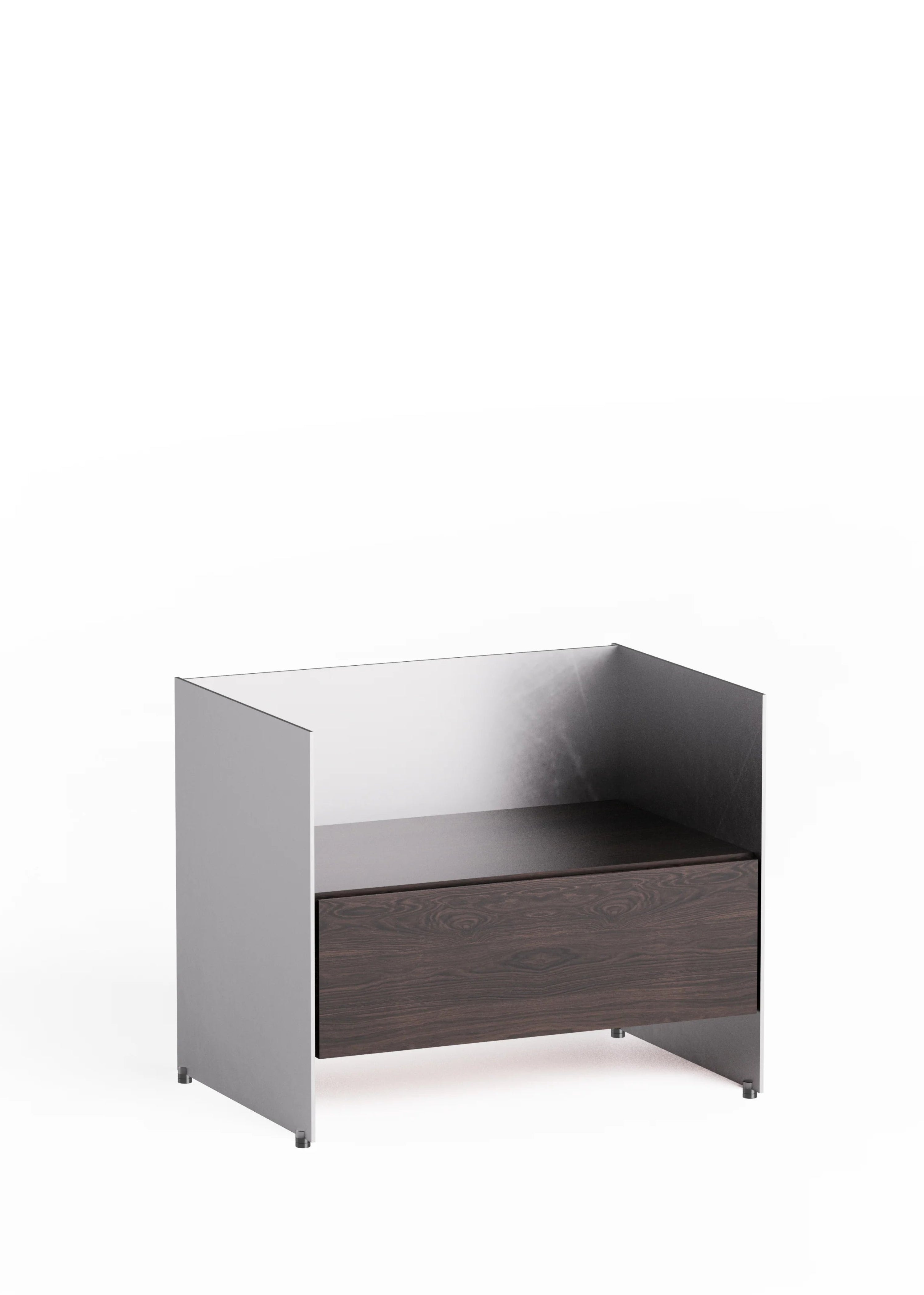 Szafka ALOOX 60 hebanowe drewno dębowe z aluminiowym wykończeniem – styl minimalistyczny