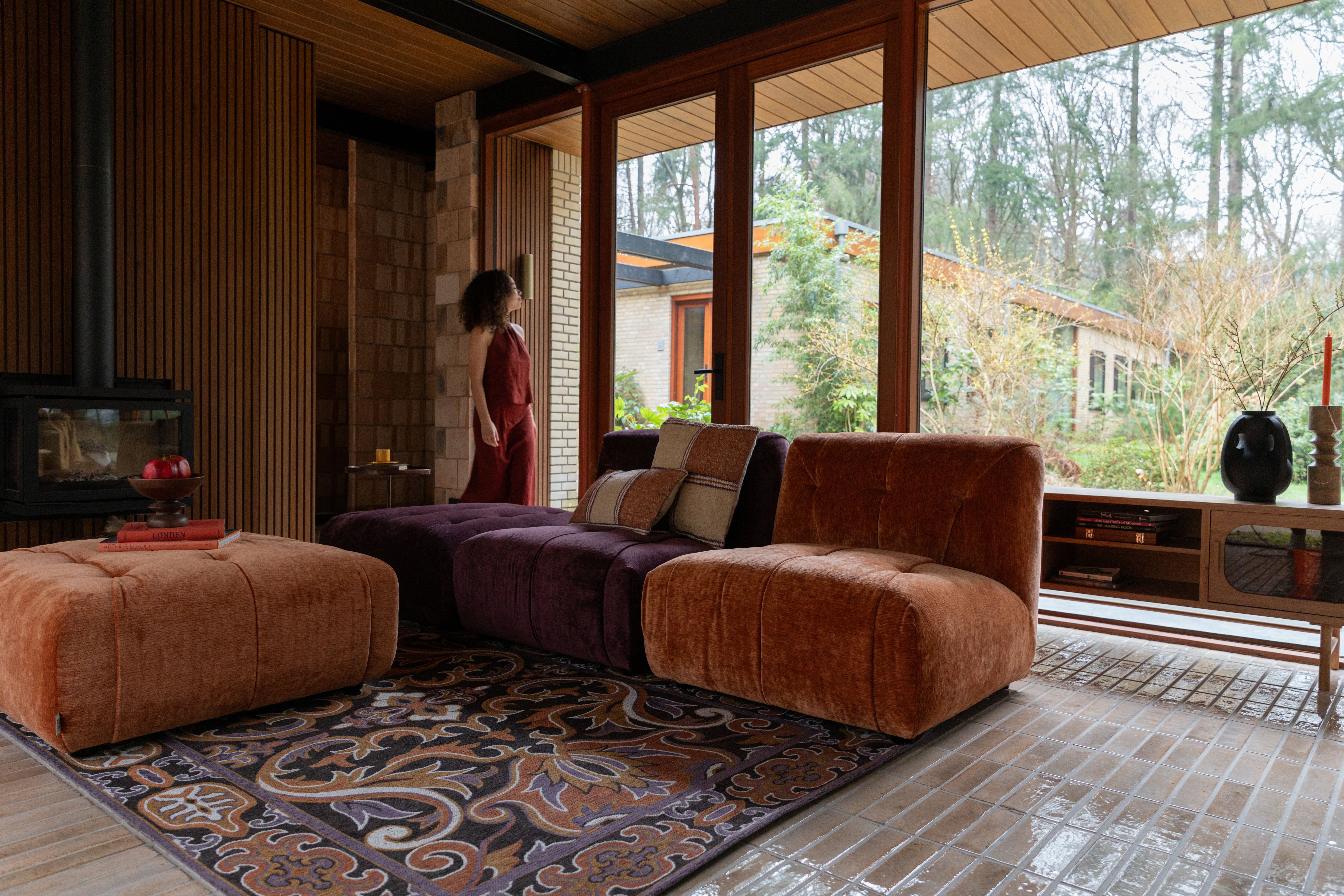 Vloerkleed BASHMIRA oranje met bruin