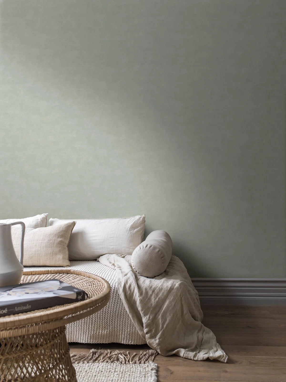 Behang dat canvas imiteert SHADES - LARIMAR lichtgroen