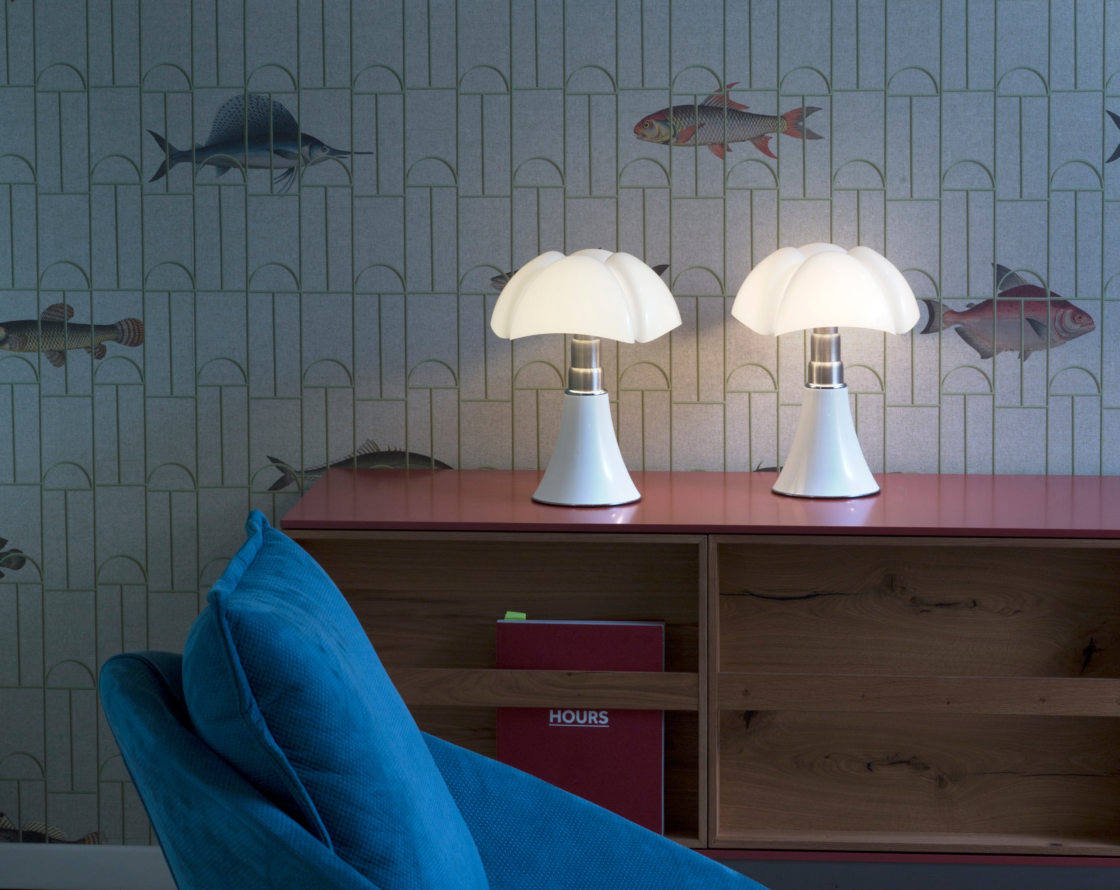 MINIPIPISTRELLO Table Lamp with Opal Shade and White Base