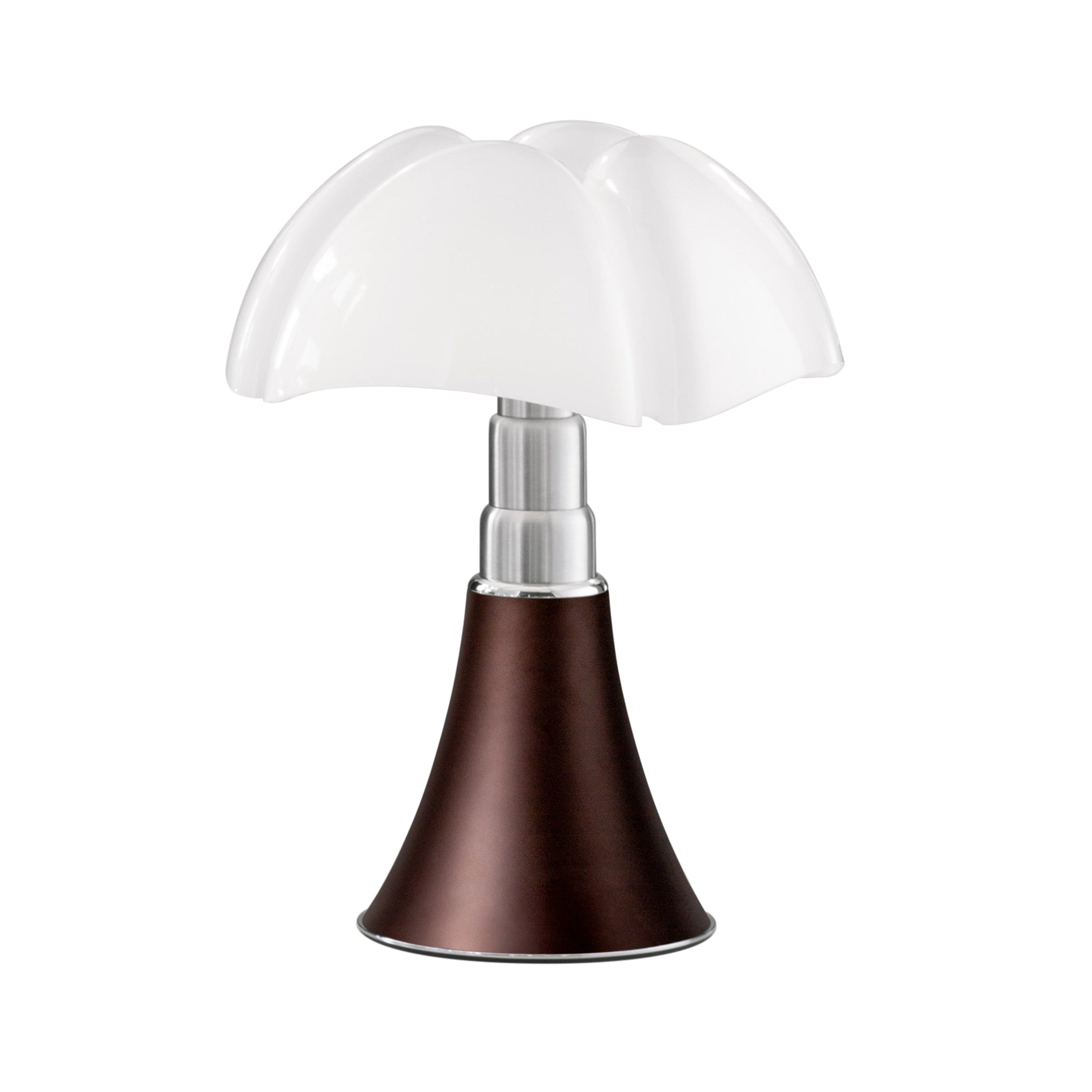 Tafellamp MINIPIPISTRELLO met opaal glazen kap en matte bronzen voet