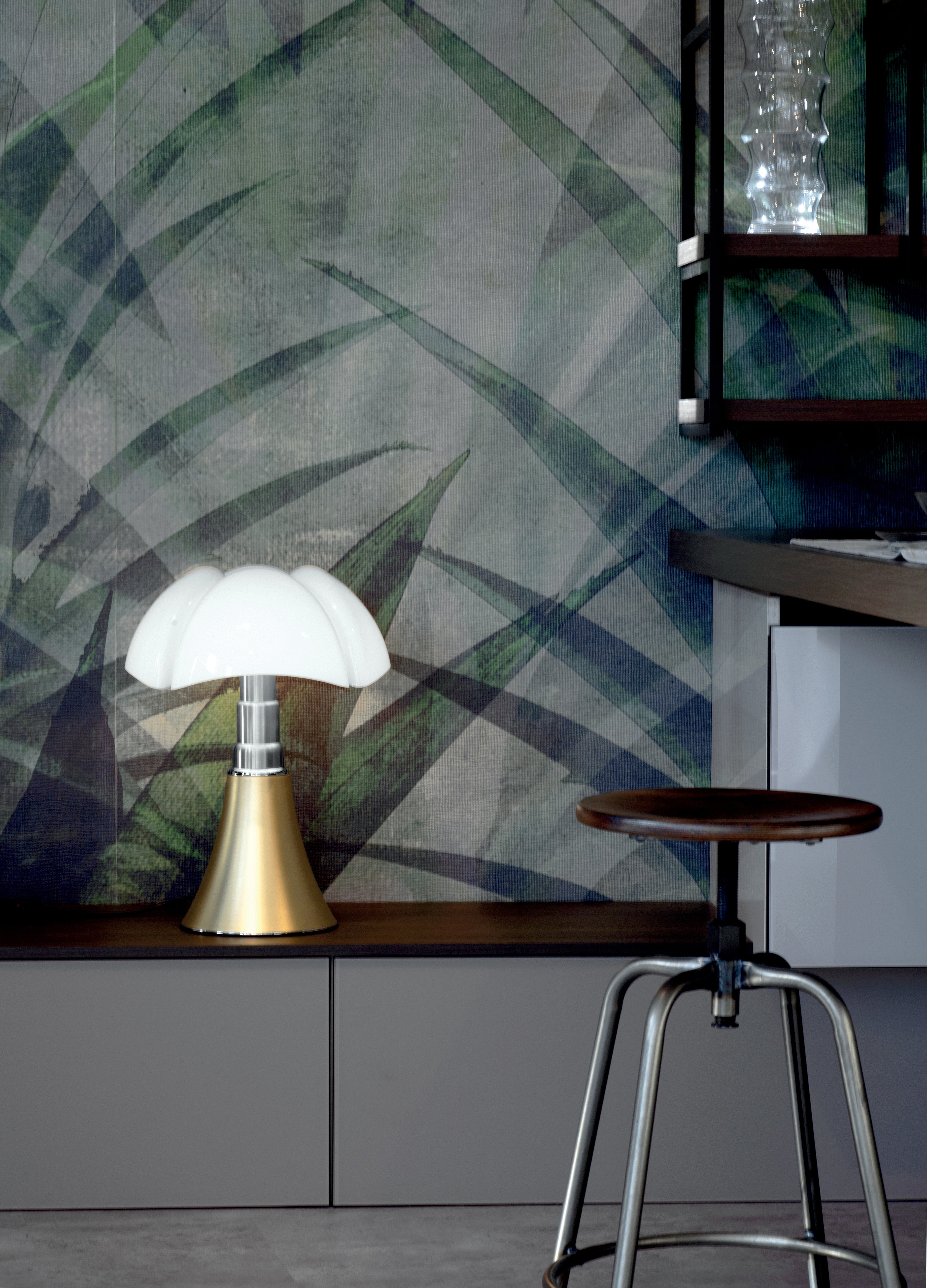 Pipistrello Medium Table Lamp with Opal Shade and Brass Base
