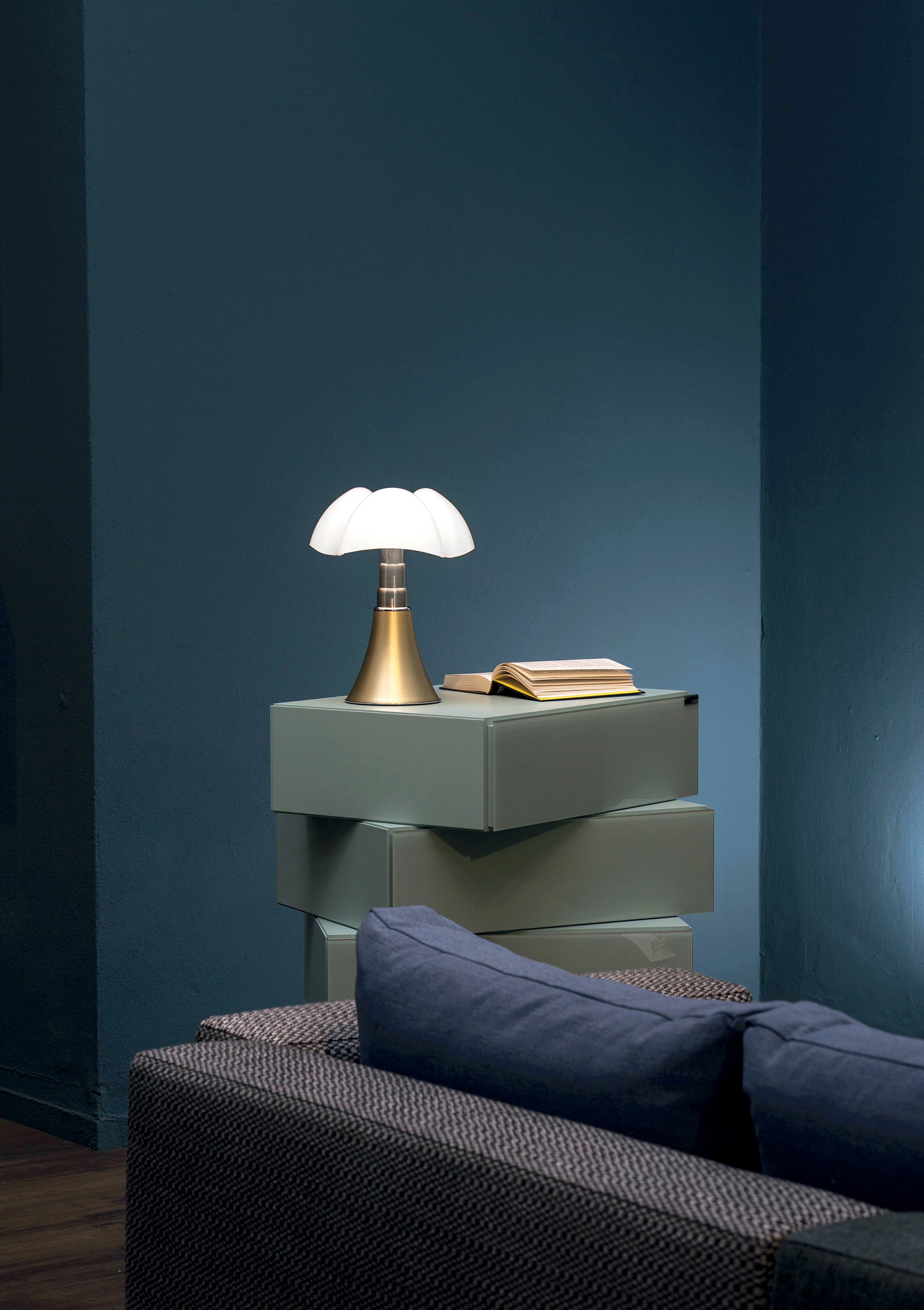 Pipistrello Medium Table Lamp with Opal Shade and Brass Base