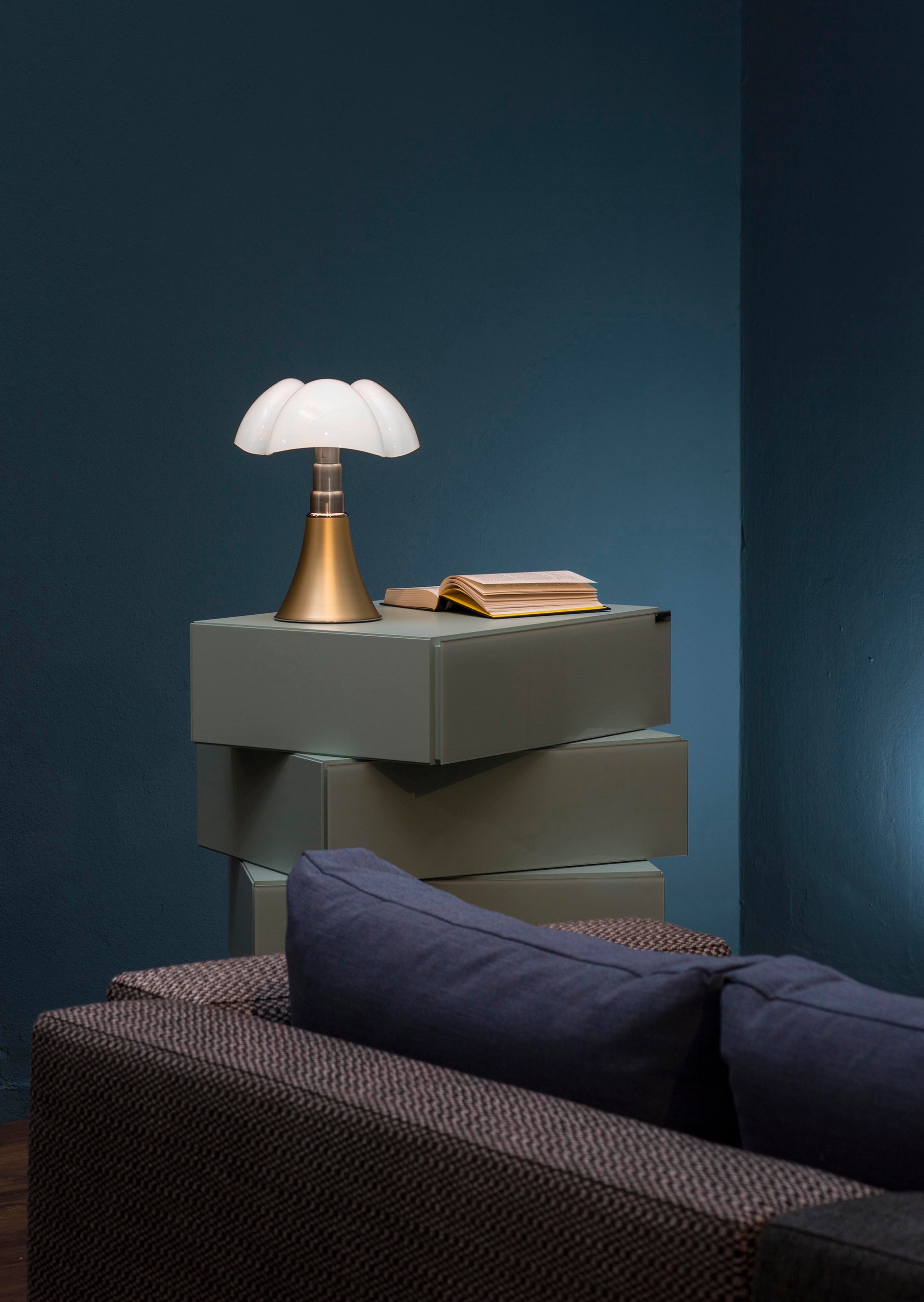 Pipistrello Medium Table Lamp with Opal Shade and Brass Base