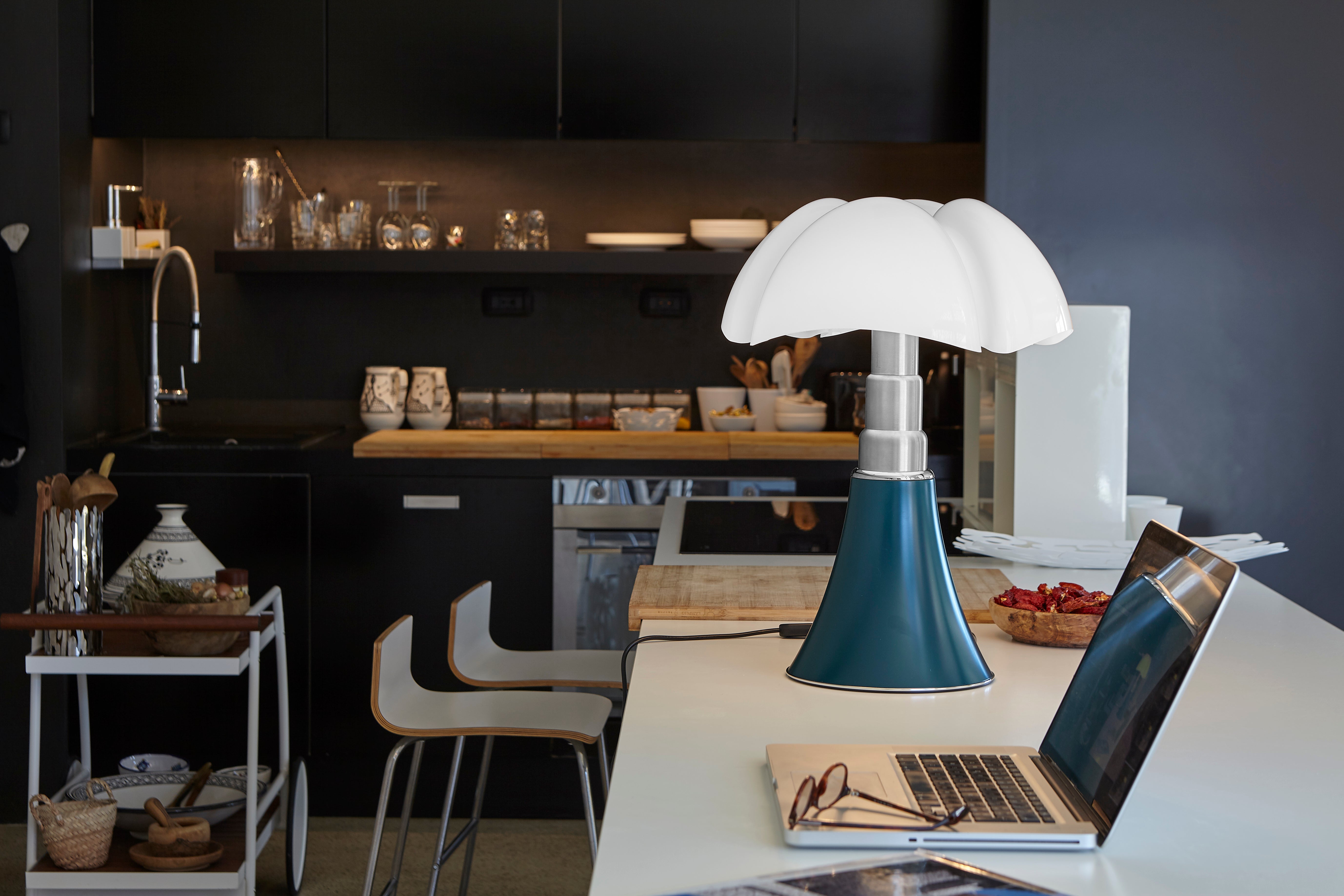 Pipistrello Medium Table Lamp with Opal Shade and Brown Base