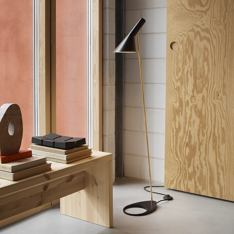 AJ black floor lamp with brass