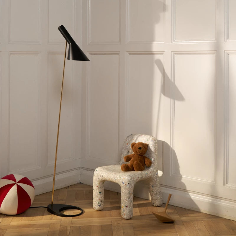 AJ black floor lamp with brass