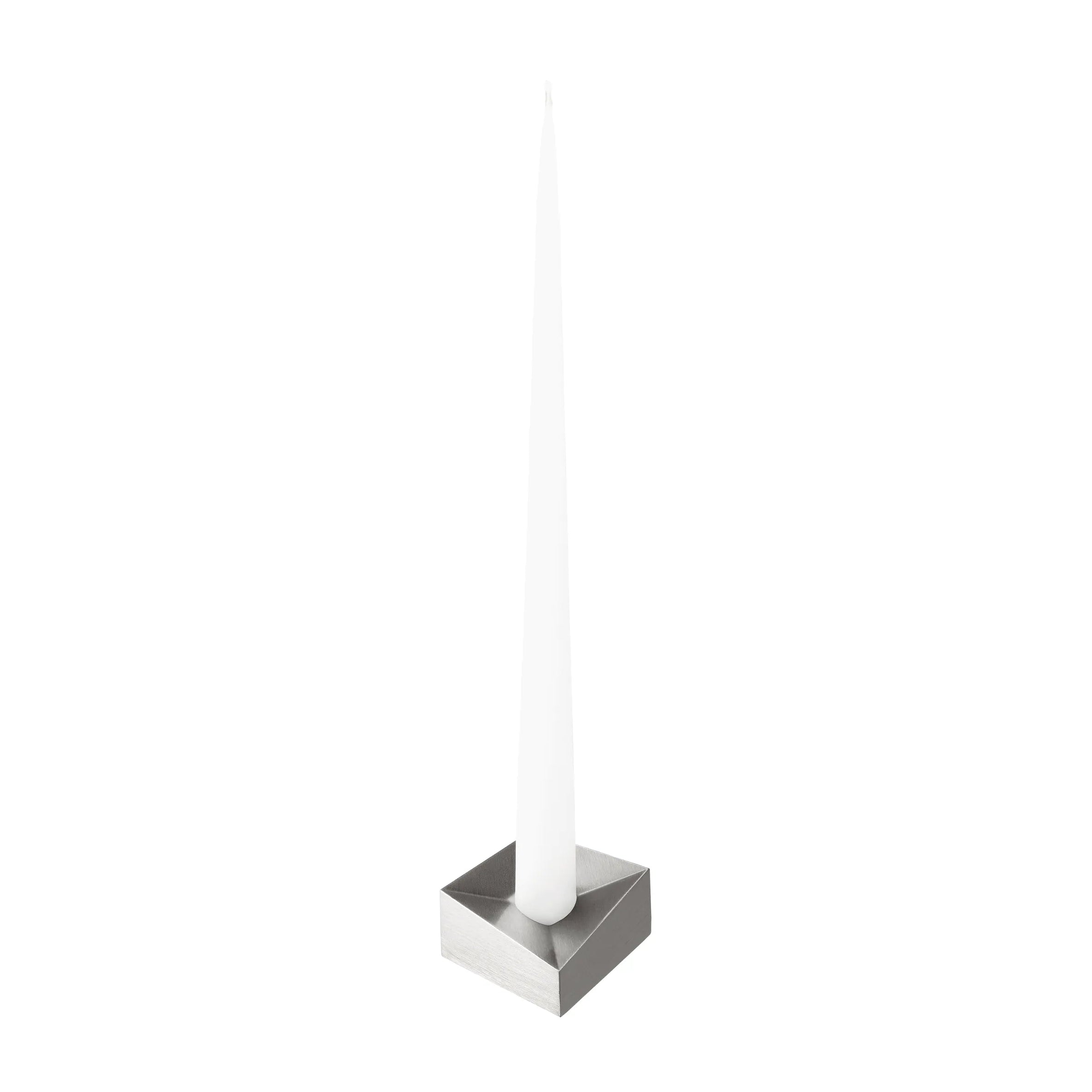 REFLECT brushed chrome candle holder