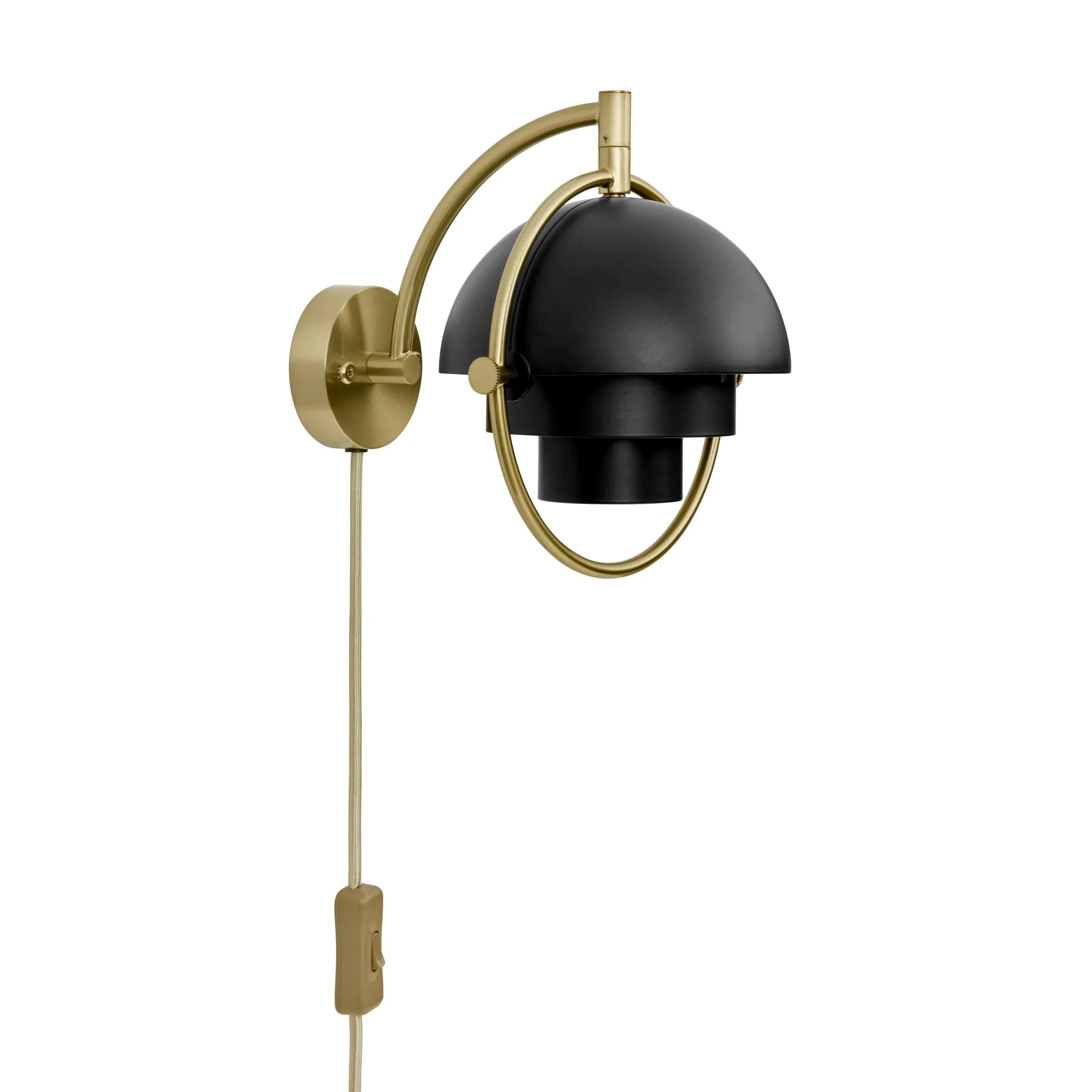 Wandleuchte MULTI-LITE schwarz mit messingfarbener Basis