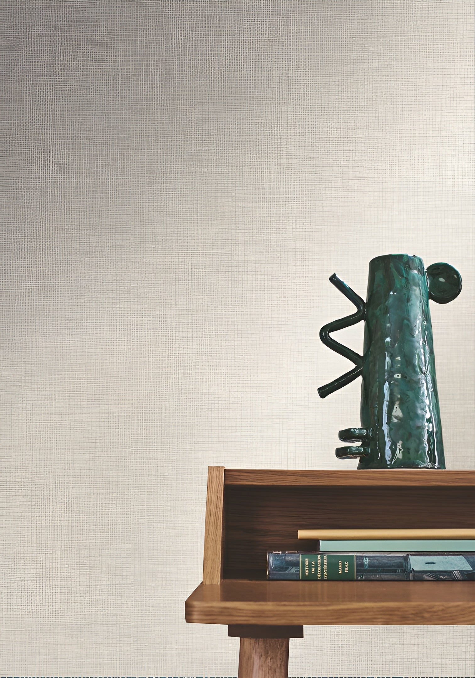 Structuurtapijt dat linnen doek imiteert SHINOK - TRAVERTIN lichtbruin