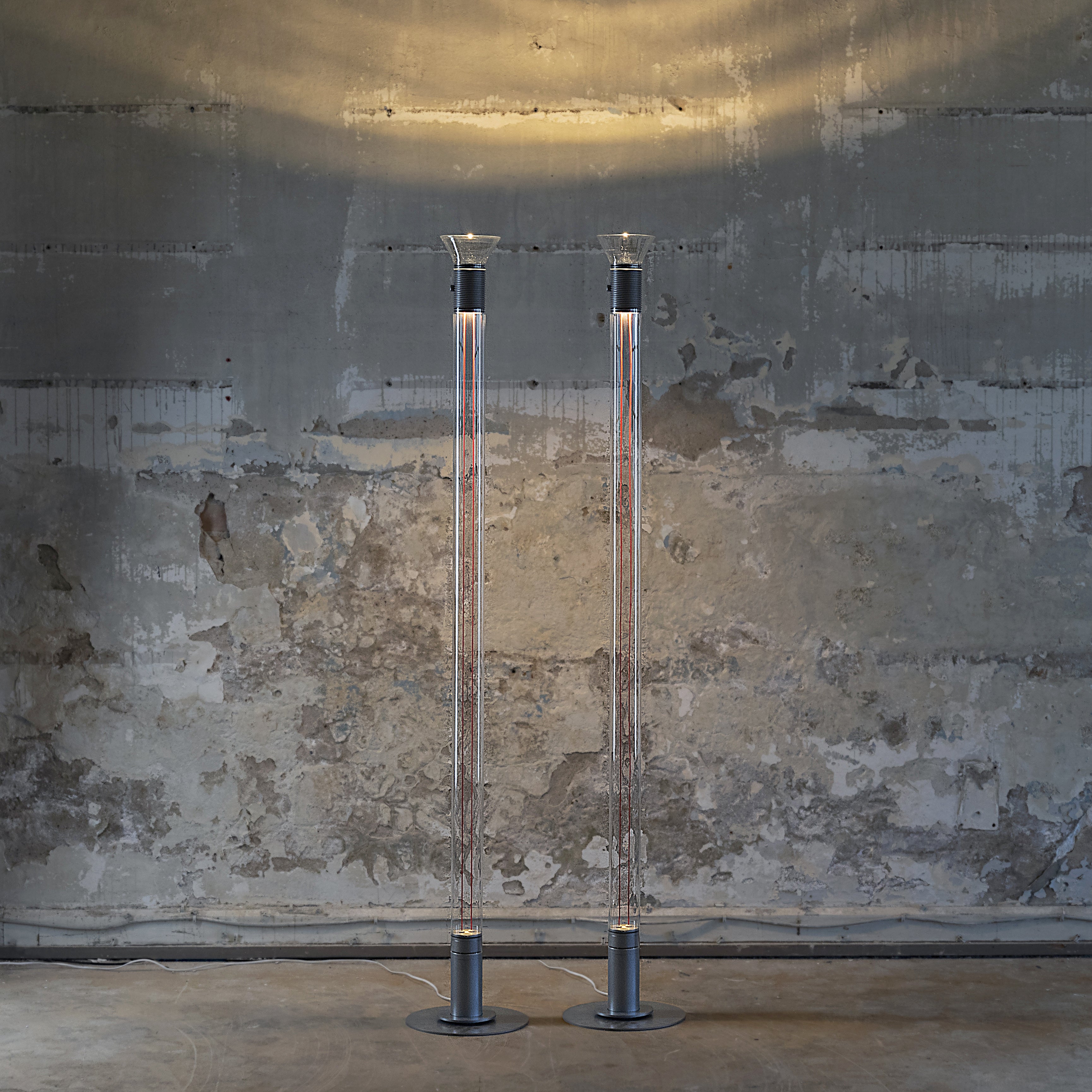 Vloerlamp DIA transparant met matte bruine elementen