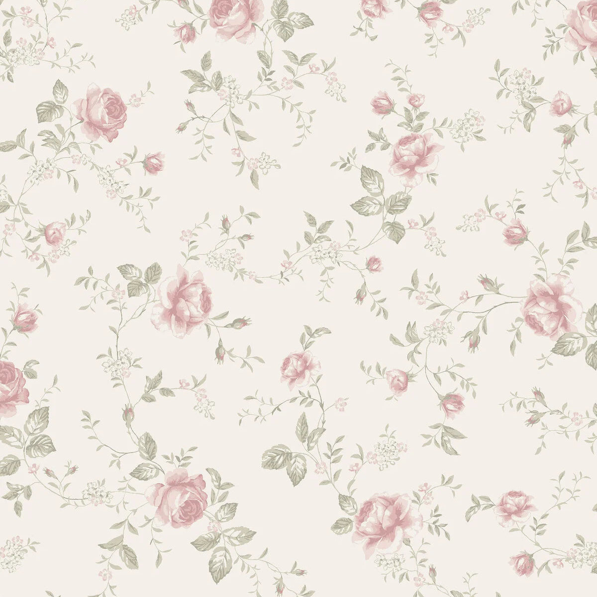 Wandtapijt met plantenmotief ROSE GARDEN wit