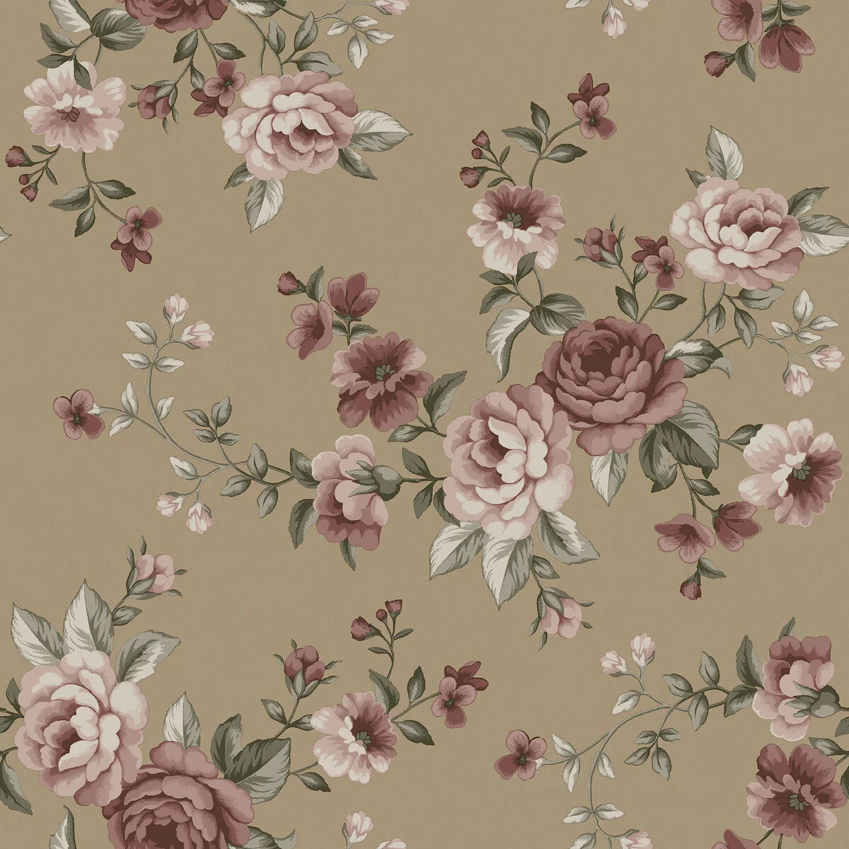 Tapete mit pflanzlichem Blumenmotiv NOMI braun