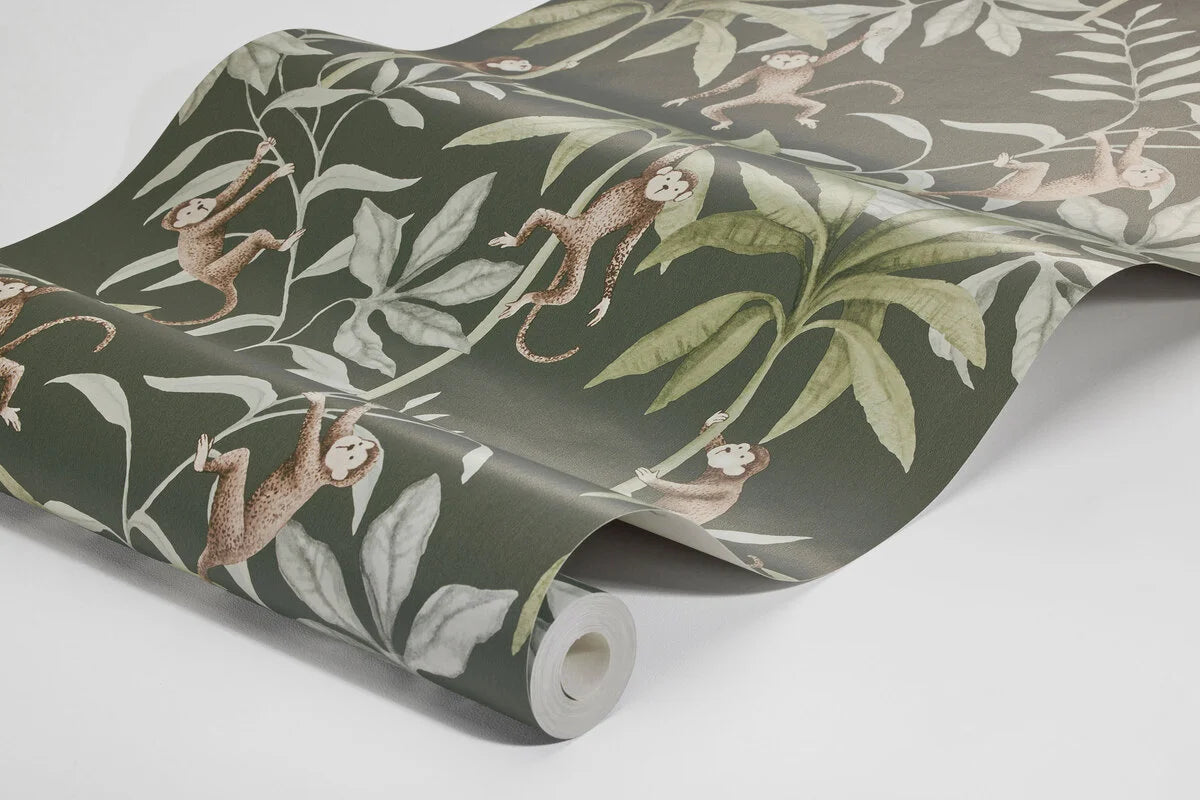 Kinder-Tapete mit Dschungelmotiv JUNGLE FRIENDS grün