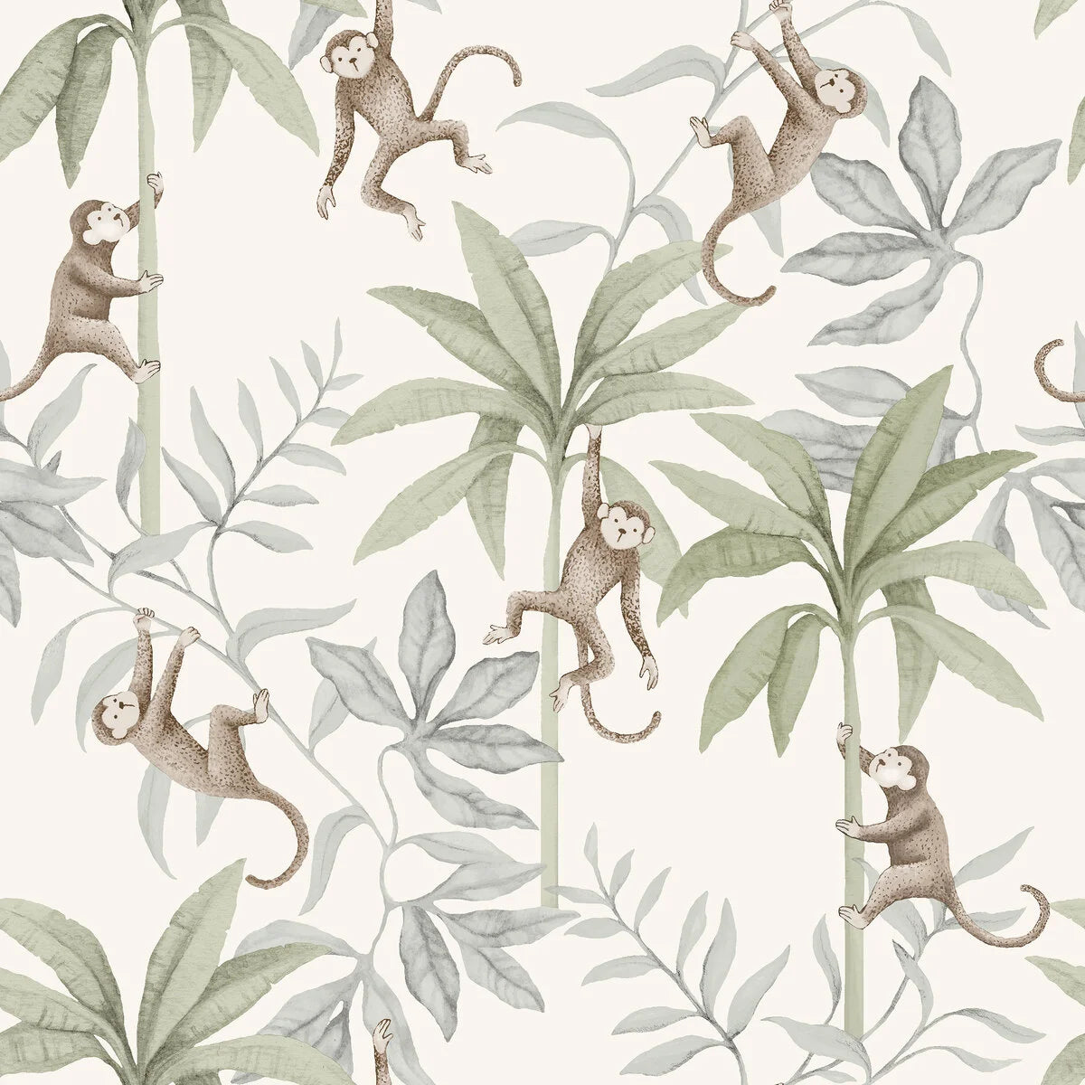 Kinderbehang met jungle-thema JUNGLE FRIENDS wit