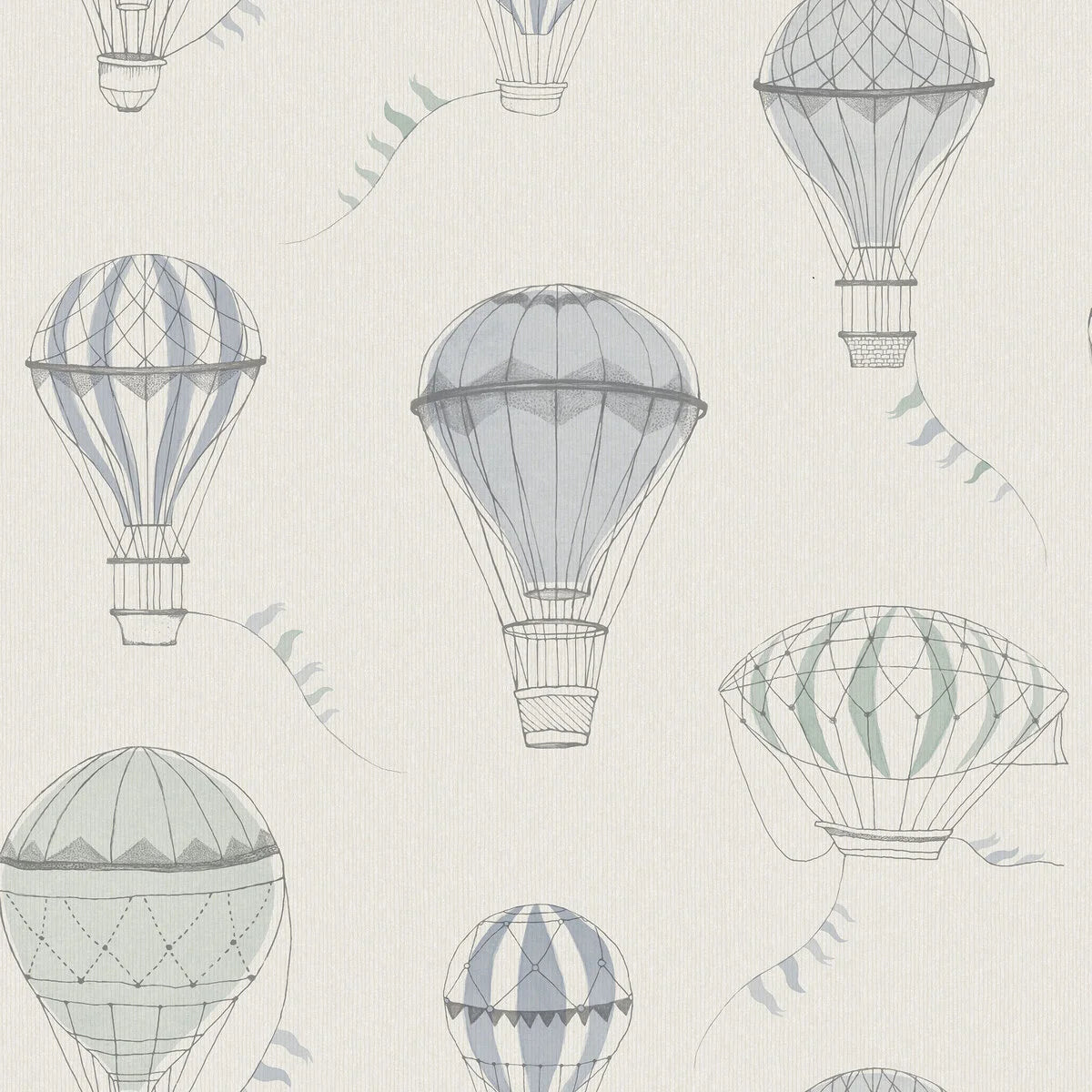 Kinderbehang UP IN THE SKY wit met blauw