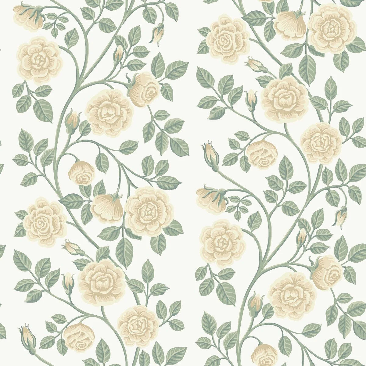 Witte ELSA behang met bloemenmotief in geel