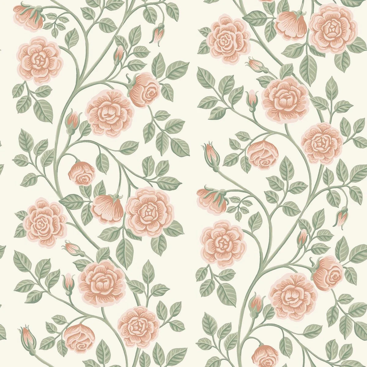 Beige ELSA bloemenmotief behang met roze