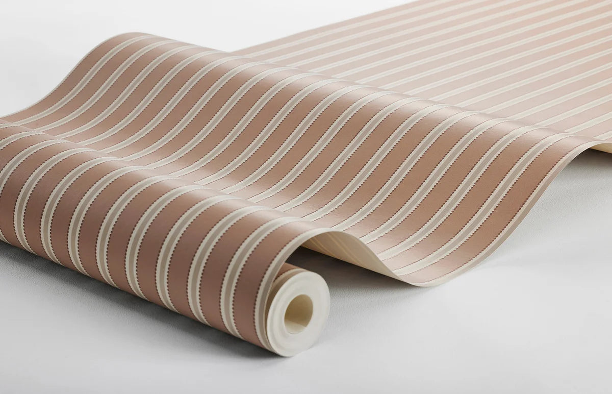 Gestreepte behang PÄRLRAND warm bruin met beige