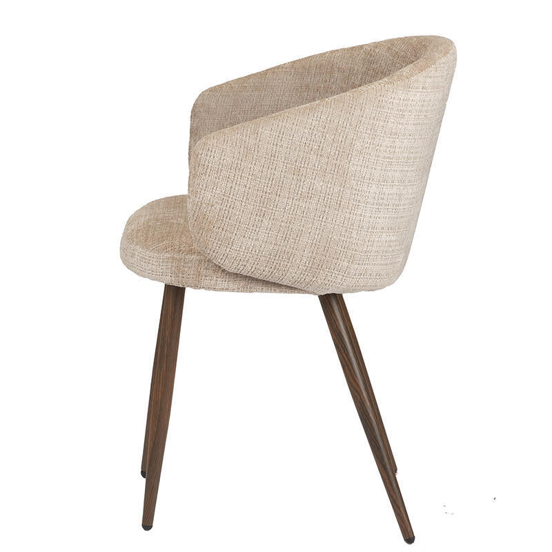 Stuhl LUNA creme-beige mit dunklem Holzgestell
