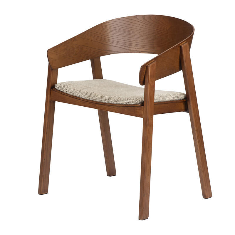 Sessel EDO beige mit dunklem Holzgestell
