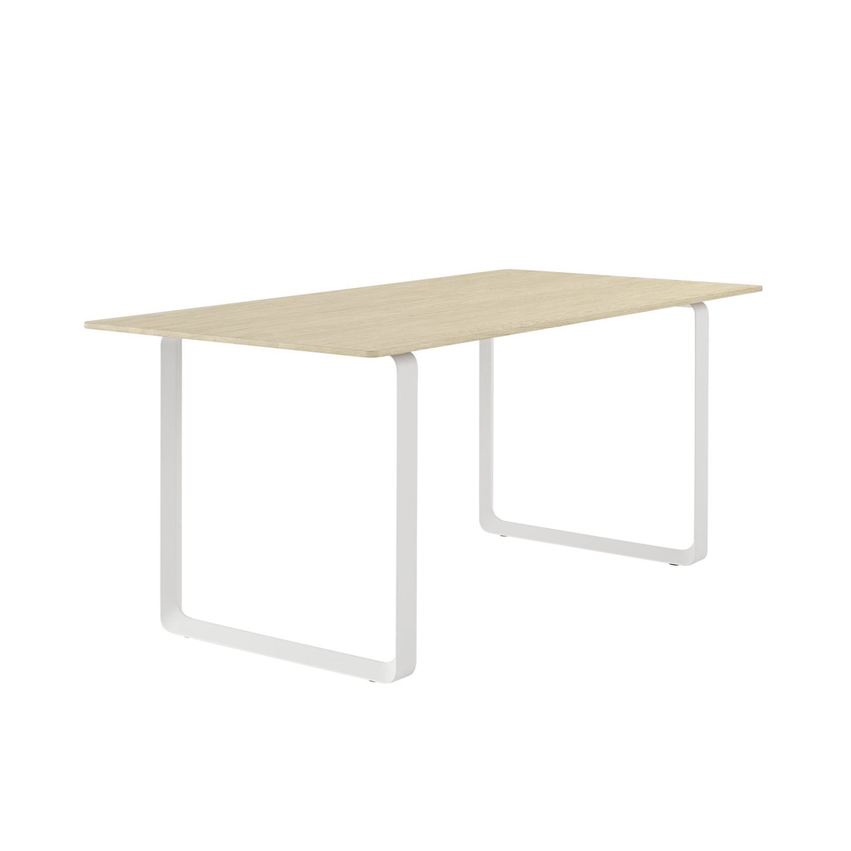 Eettafel 70/70 van eikenhout met witte basis