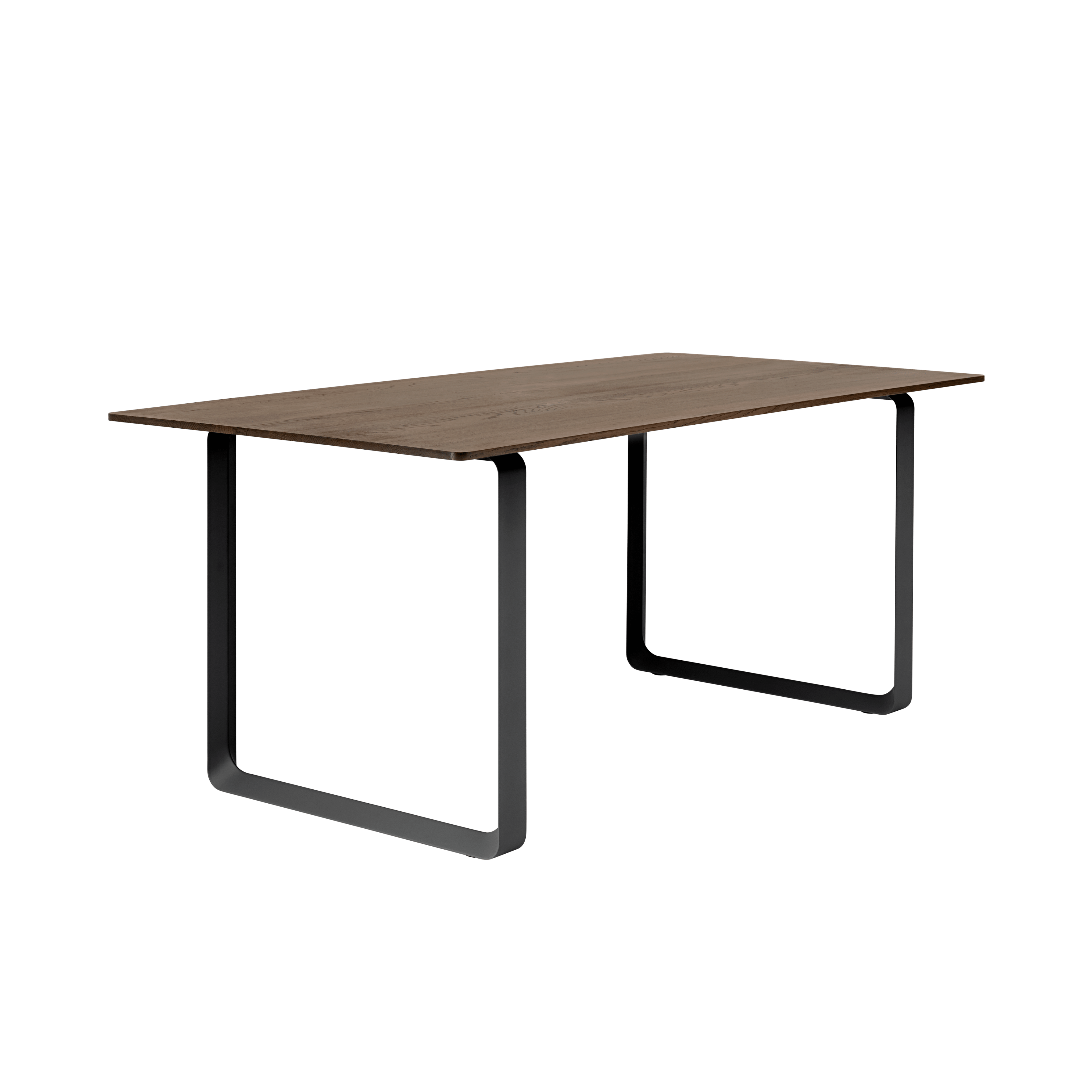Tafel 70/70 donker eikenhout met zwarte basis