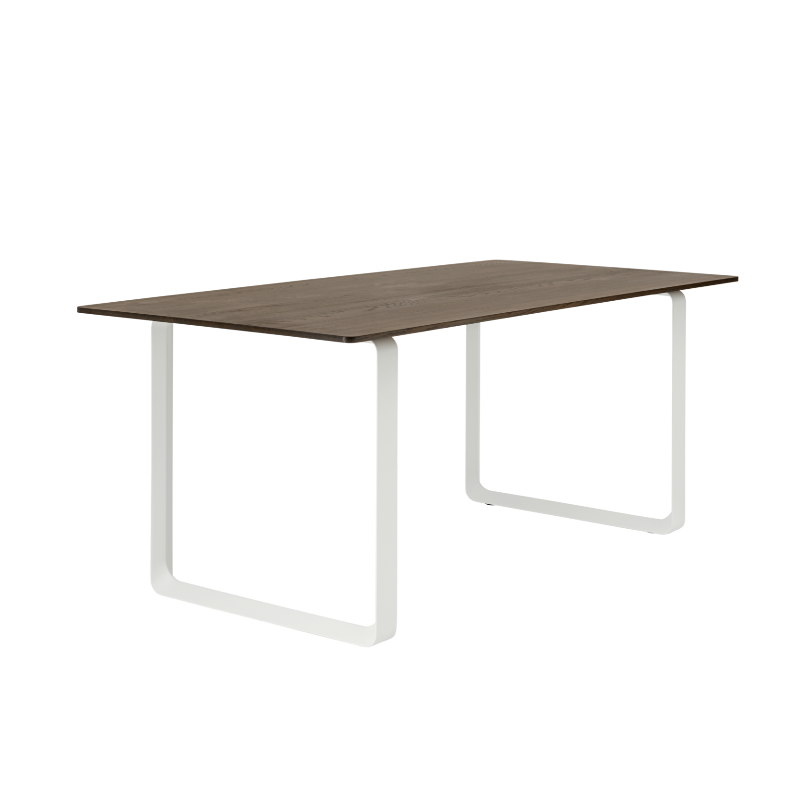 Tafel 70/70 donker eikenhout met witte basis