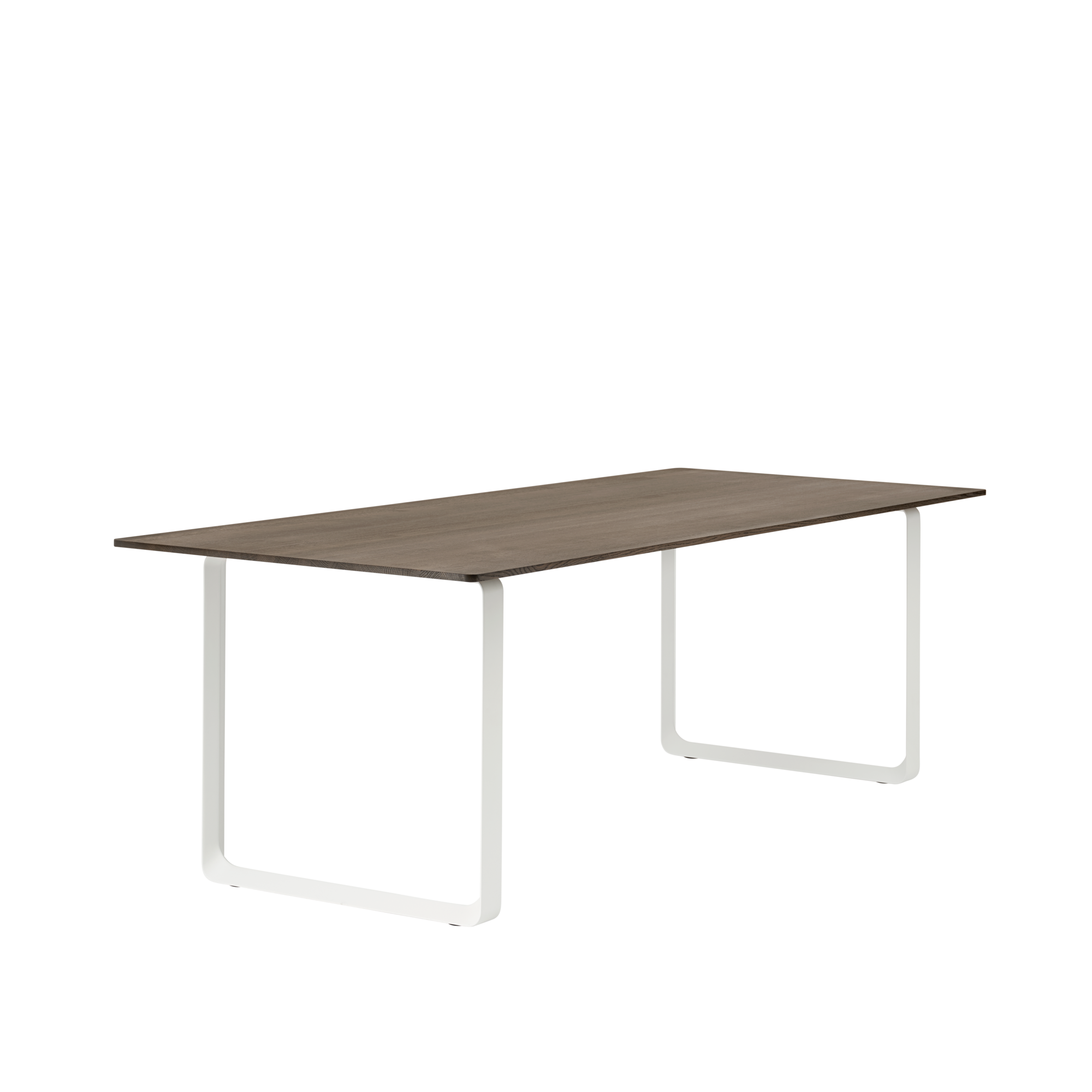 Tafel 70/70 donker eikenhout met witte basis