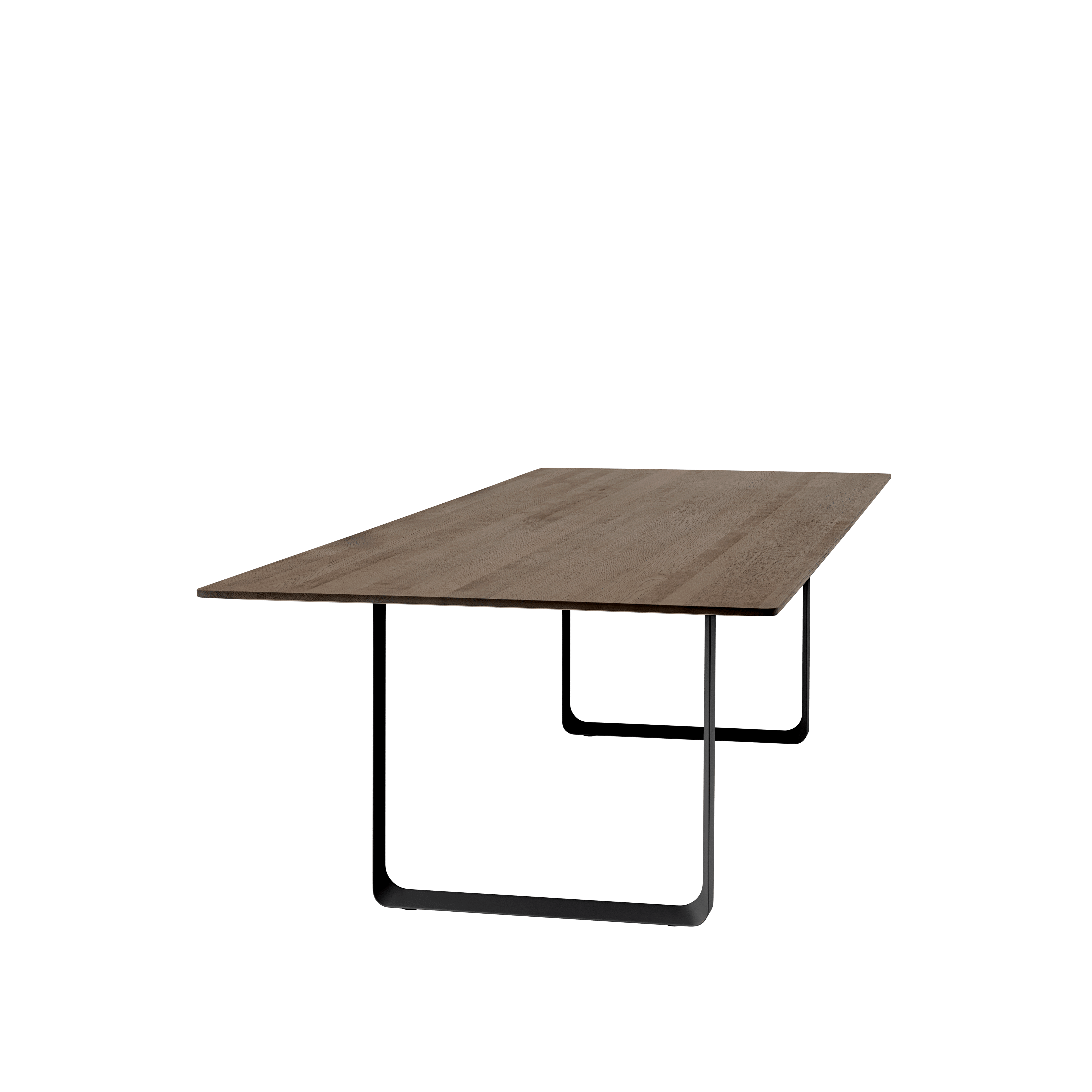 Tafel 70/70 donker eikenhout met zwarte basis