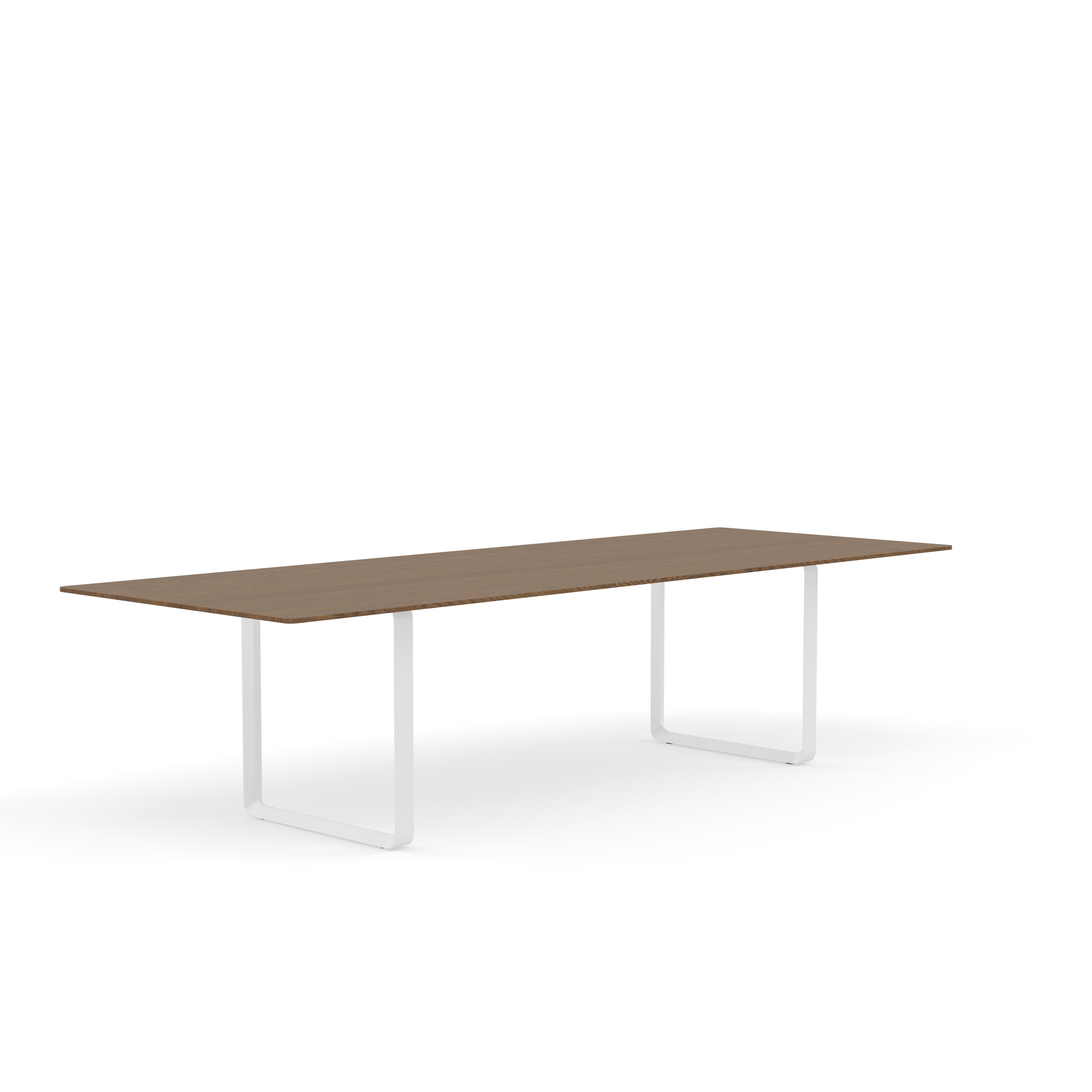 Tafel 70/70 donker eikenhout met witte basis