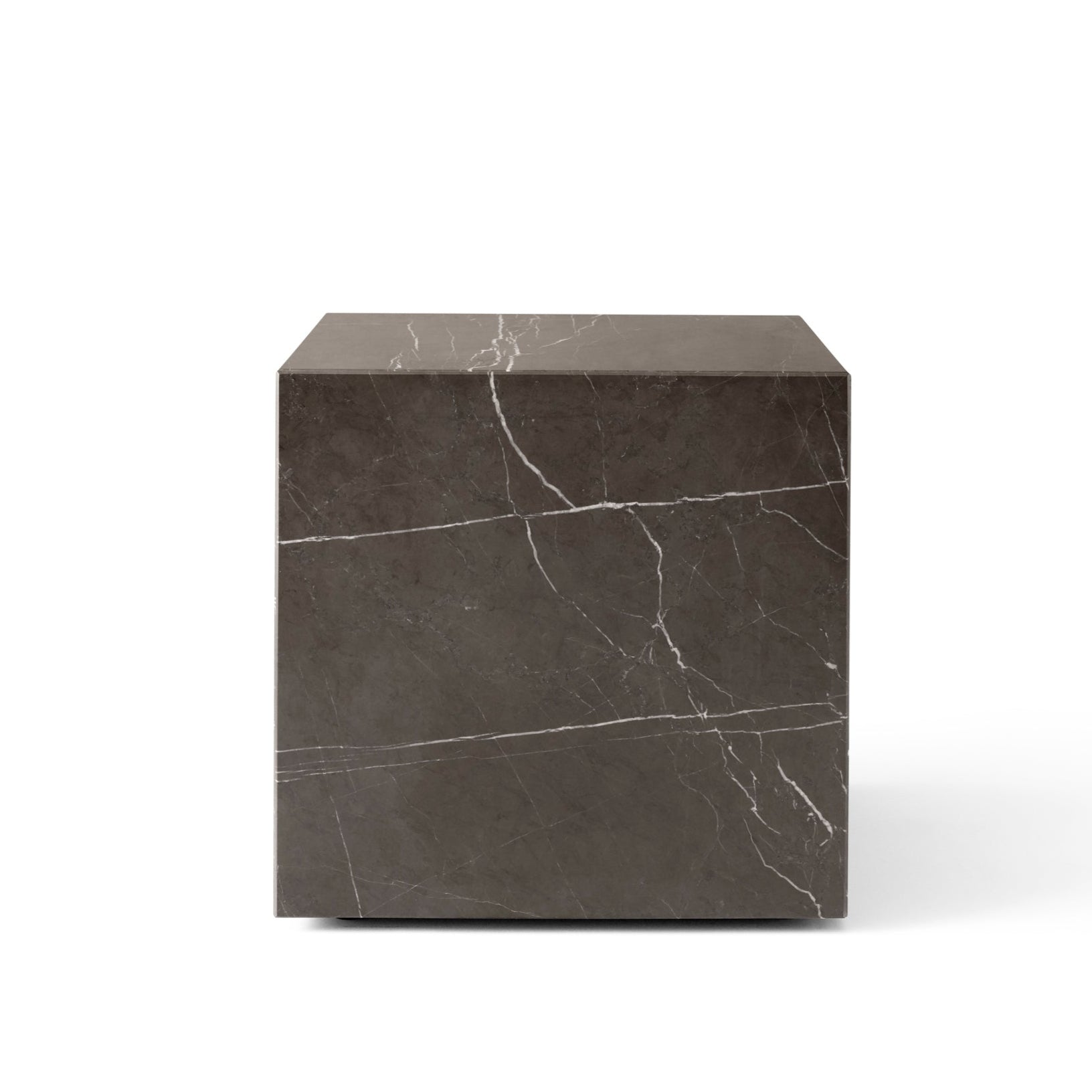 PLINTH CUBIC Side Table Brown Marble