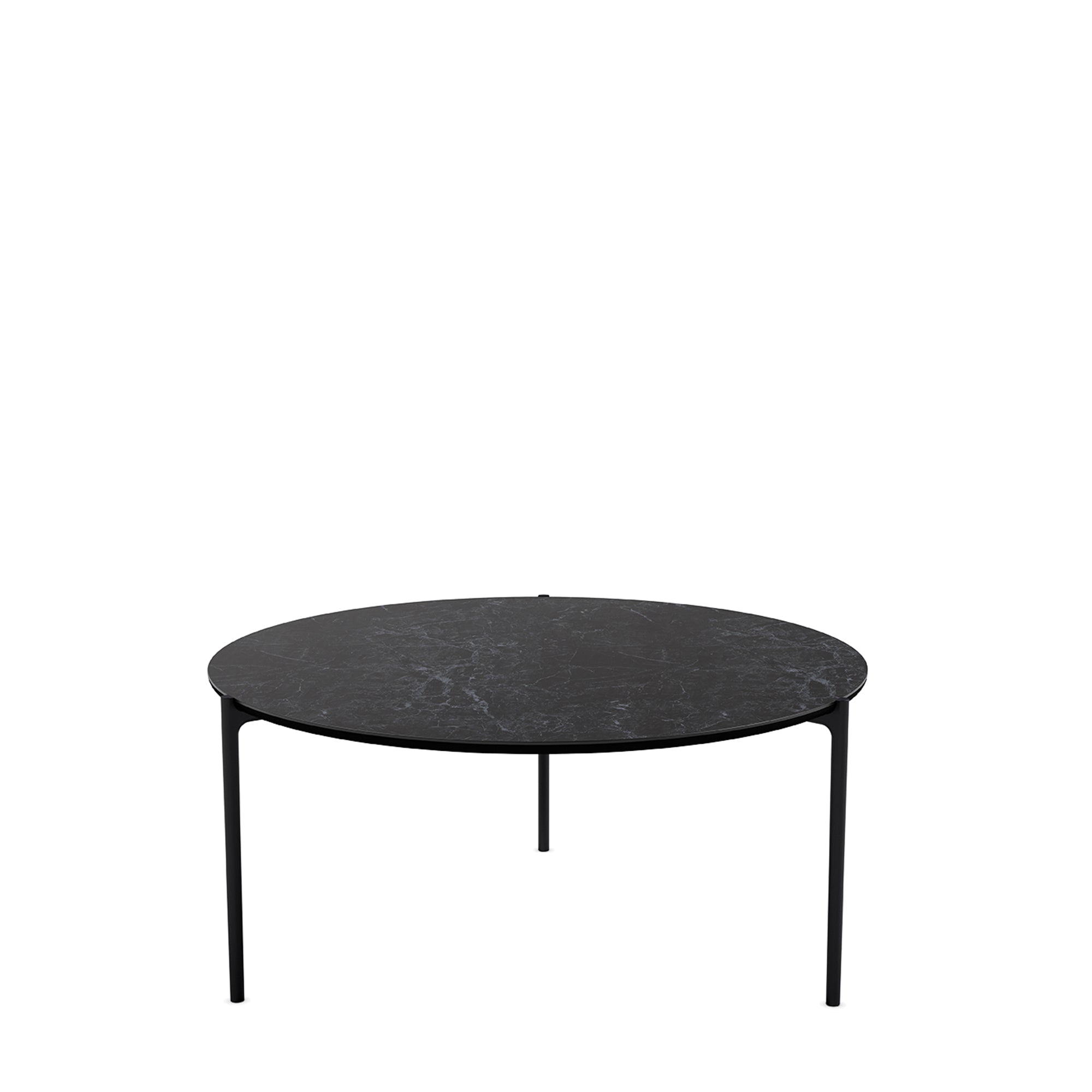 Beistelltisch rund SAVOYE schwarze Keramik mit schwarzem Fuß