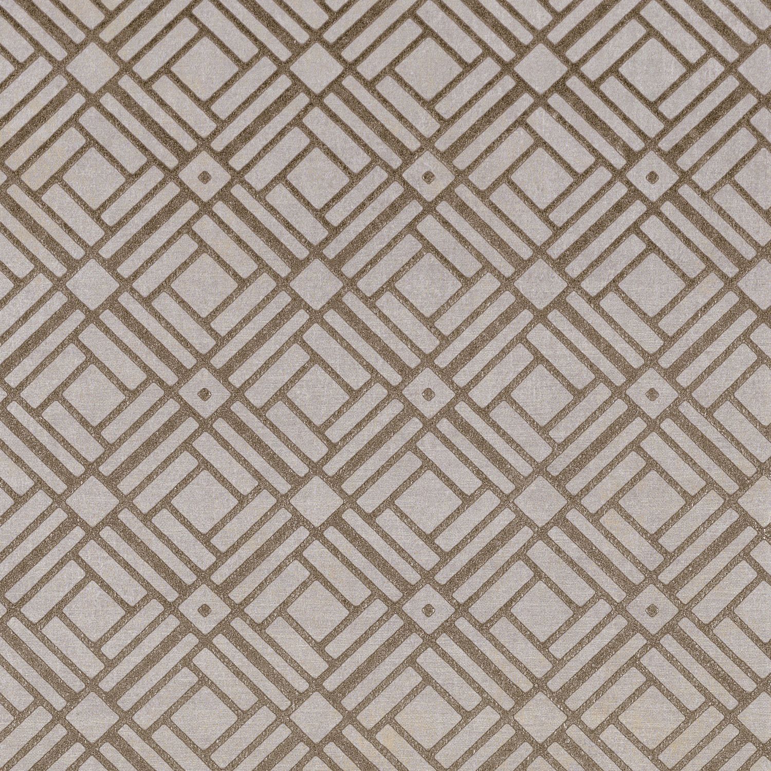 Metalen behang met geometrisch patroon KHEOPS - BLANC wit met bruin