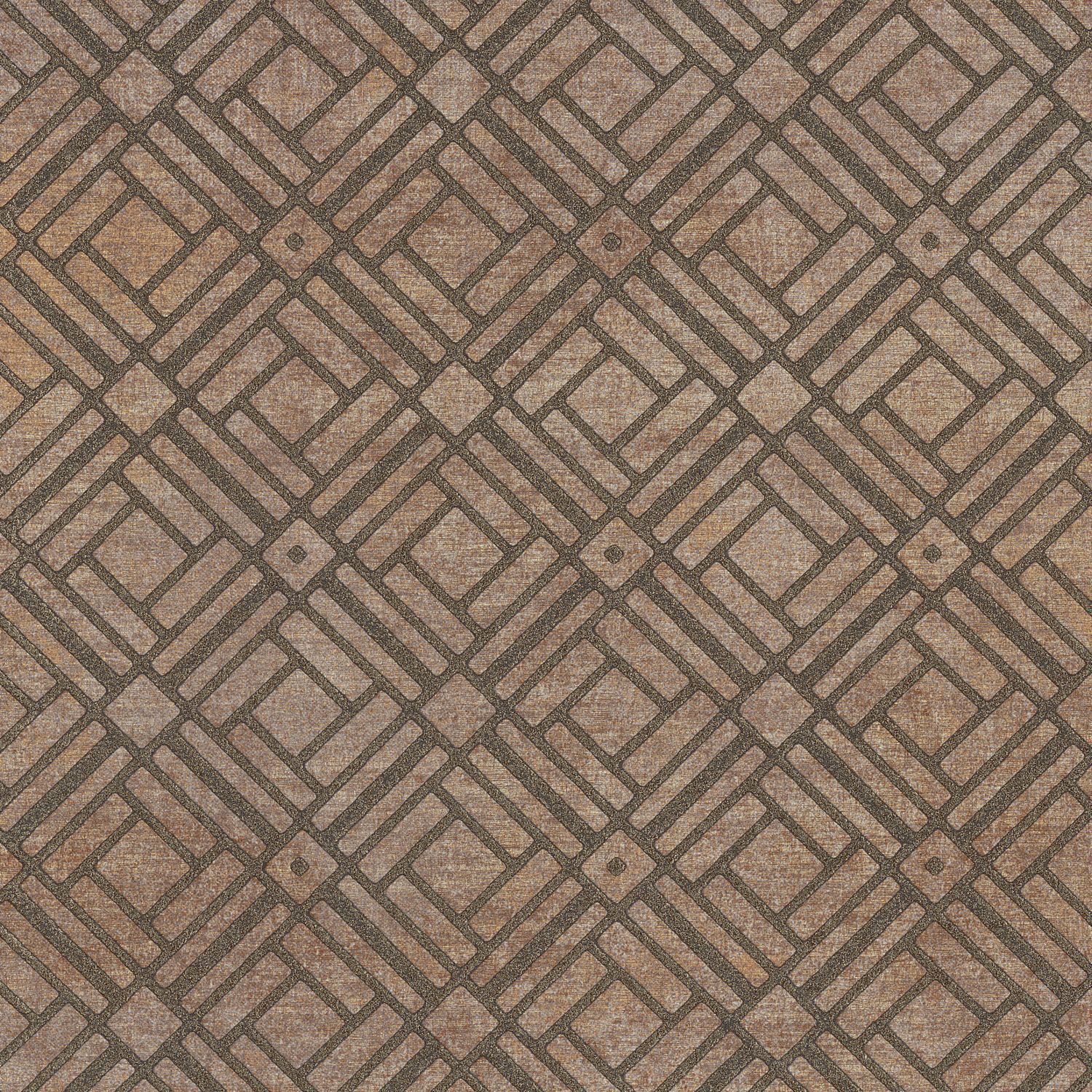 Metalen behang met geometrisch patroon KHEOPS - BEIGE bruin met beige