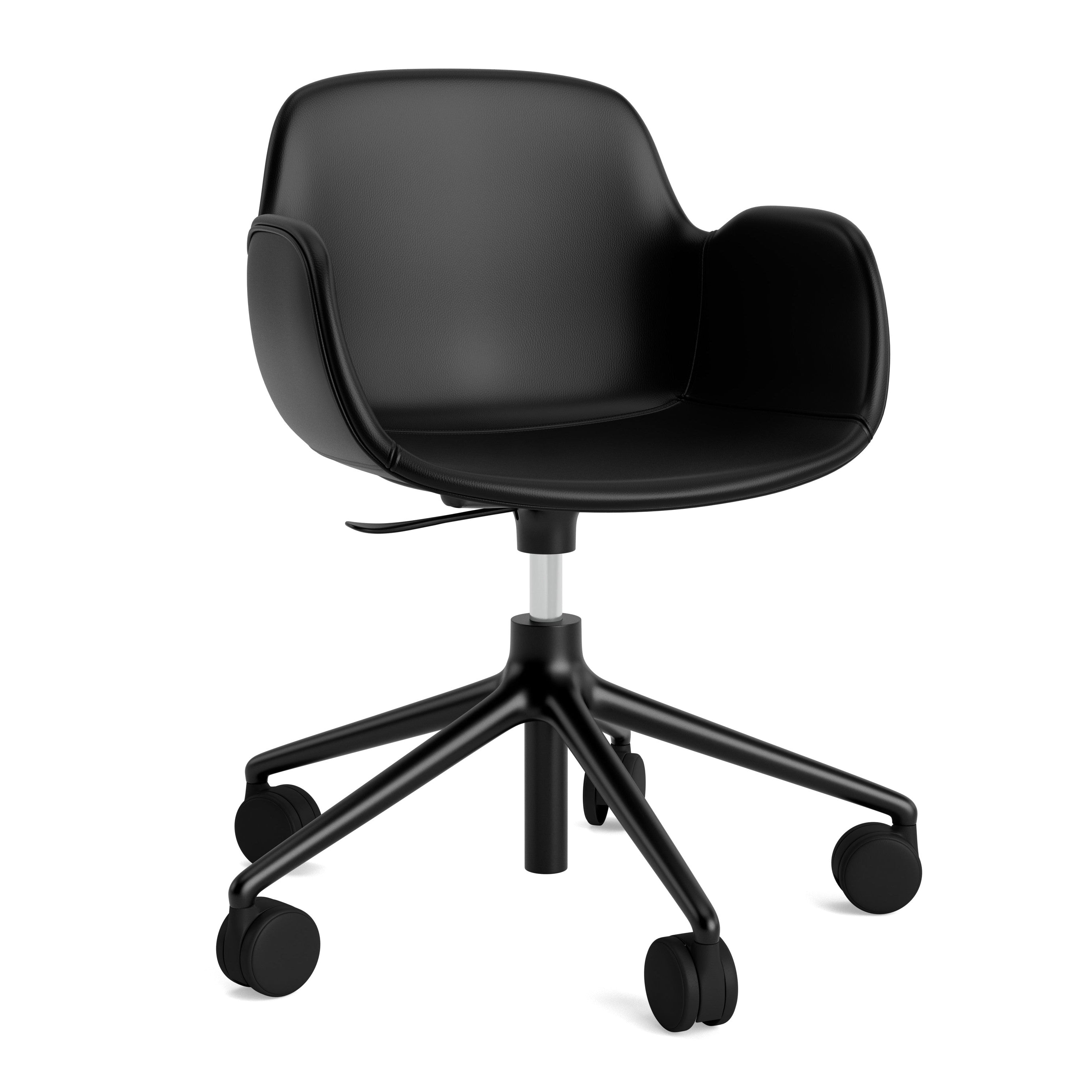 Bureau stoel met armleuningen en verstelbare FORM 5W, gestoffeerd met zwarte basis