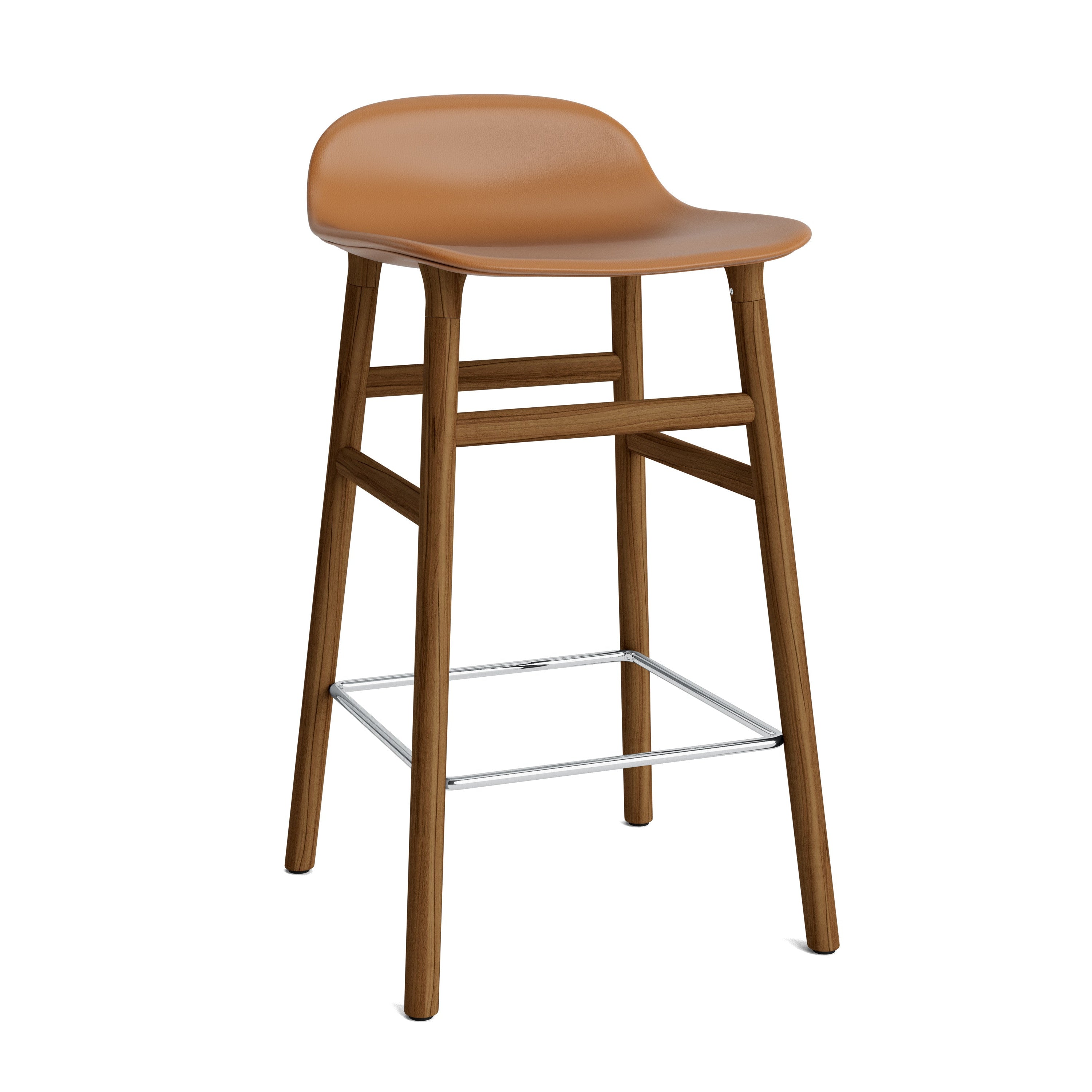 Hocker FORM gestoffeerd met een notenhouten basis